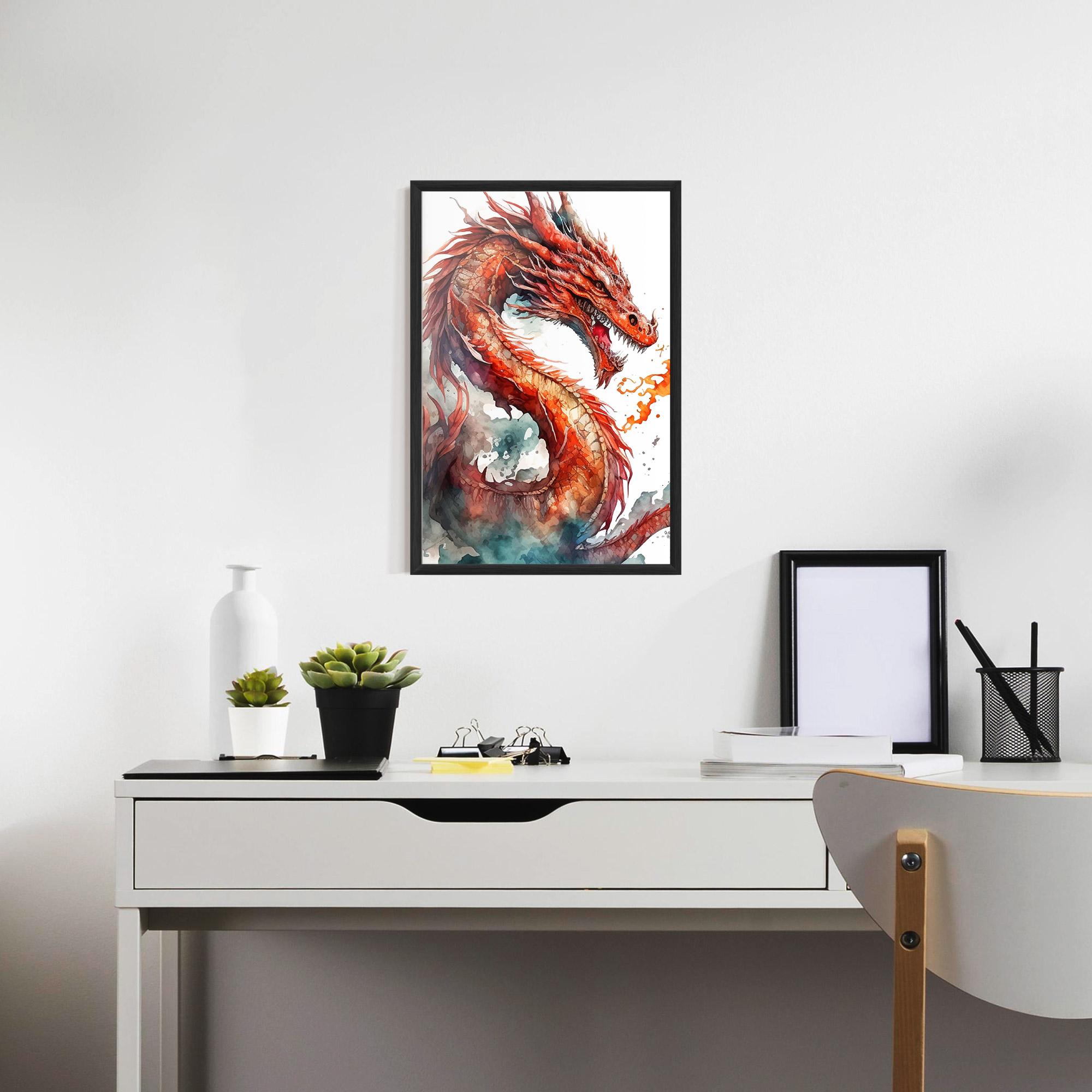Keretezett Poszter Fire Dragon mockup 7