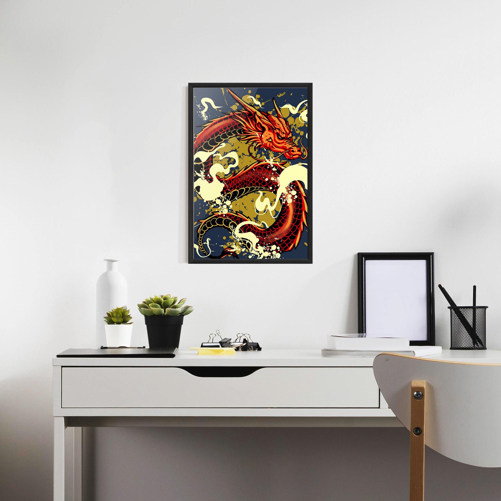 Keretezett Poszter Red Cream Dragon mockup 7
