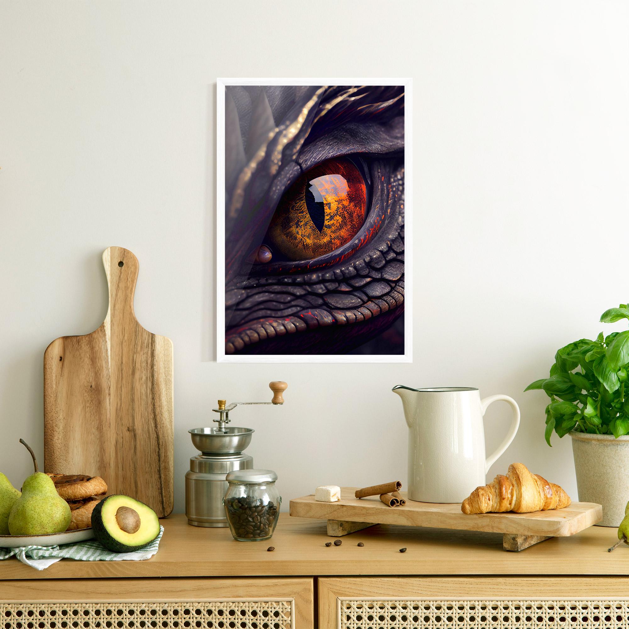 Keretezett Poszter Close Up Red Eye Dragon mockup 8