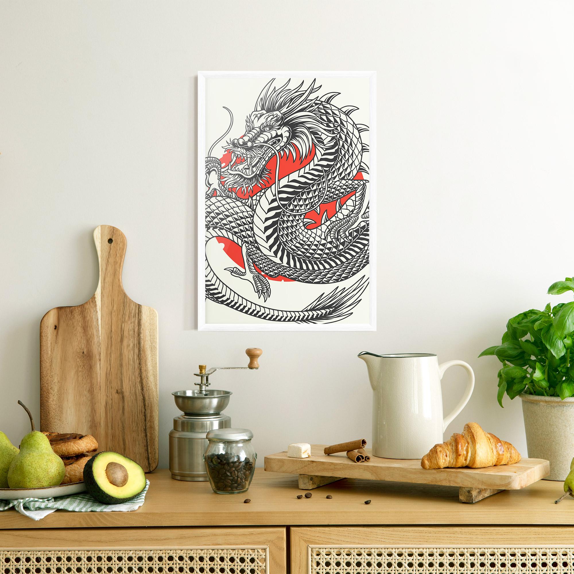 Keretezett Poszter Cream Grey Dragon mockup 8