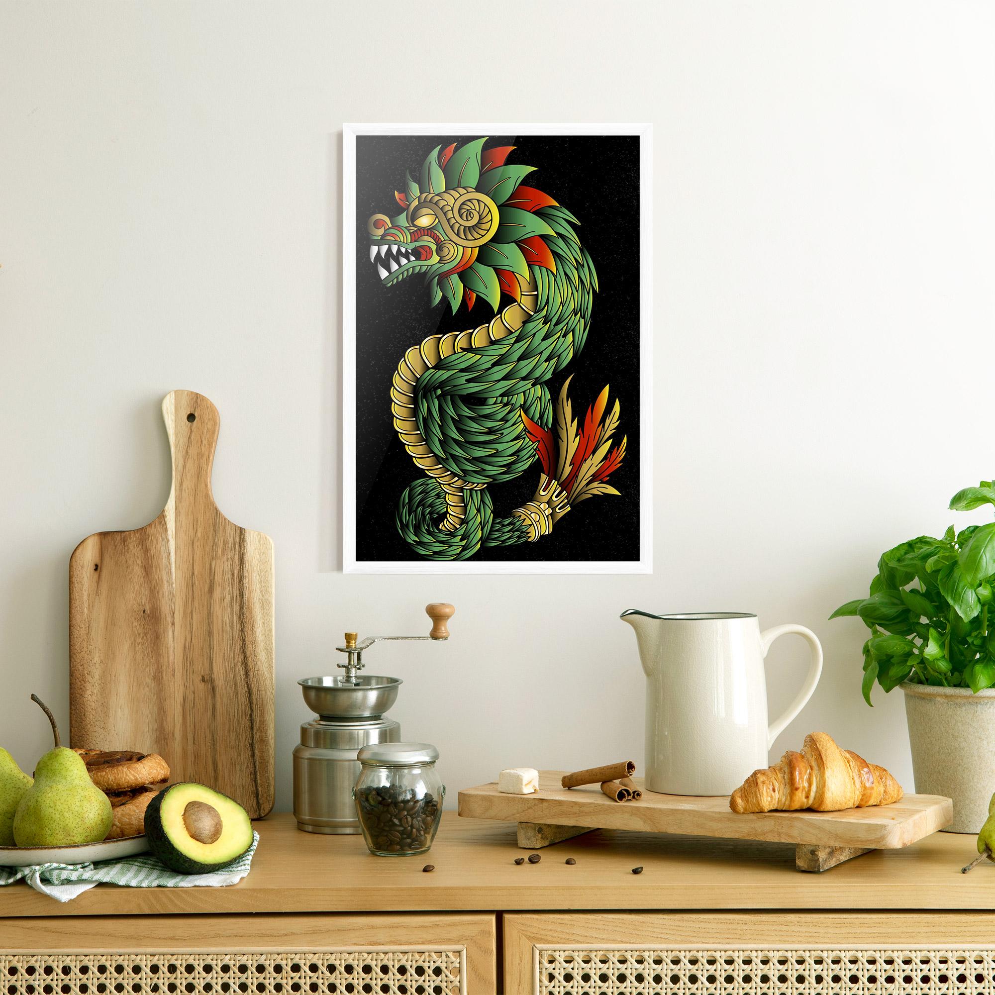 Keretezett Poszter Green Yellow Dragon mockup 8
