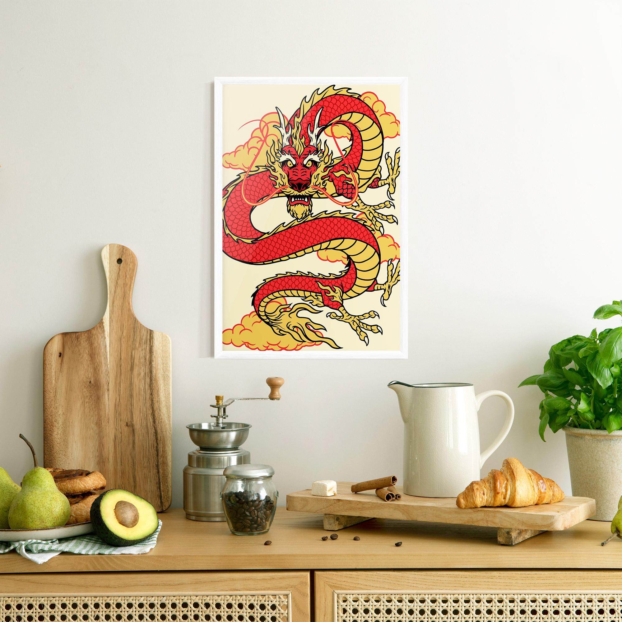 Keretezett Poszter Red Yellow Dragon mockup 8