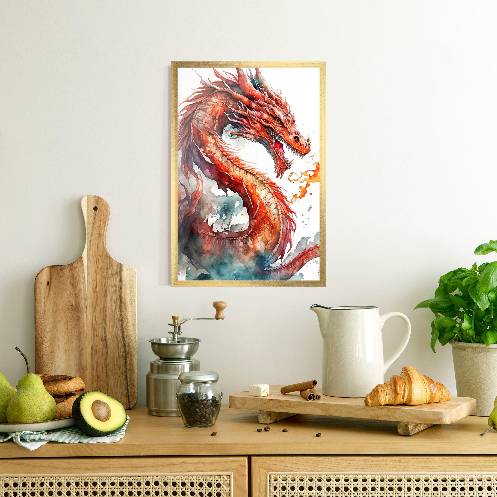 Keretezett Poszter Fire Dragon mockup 8
