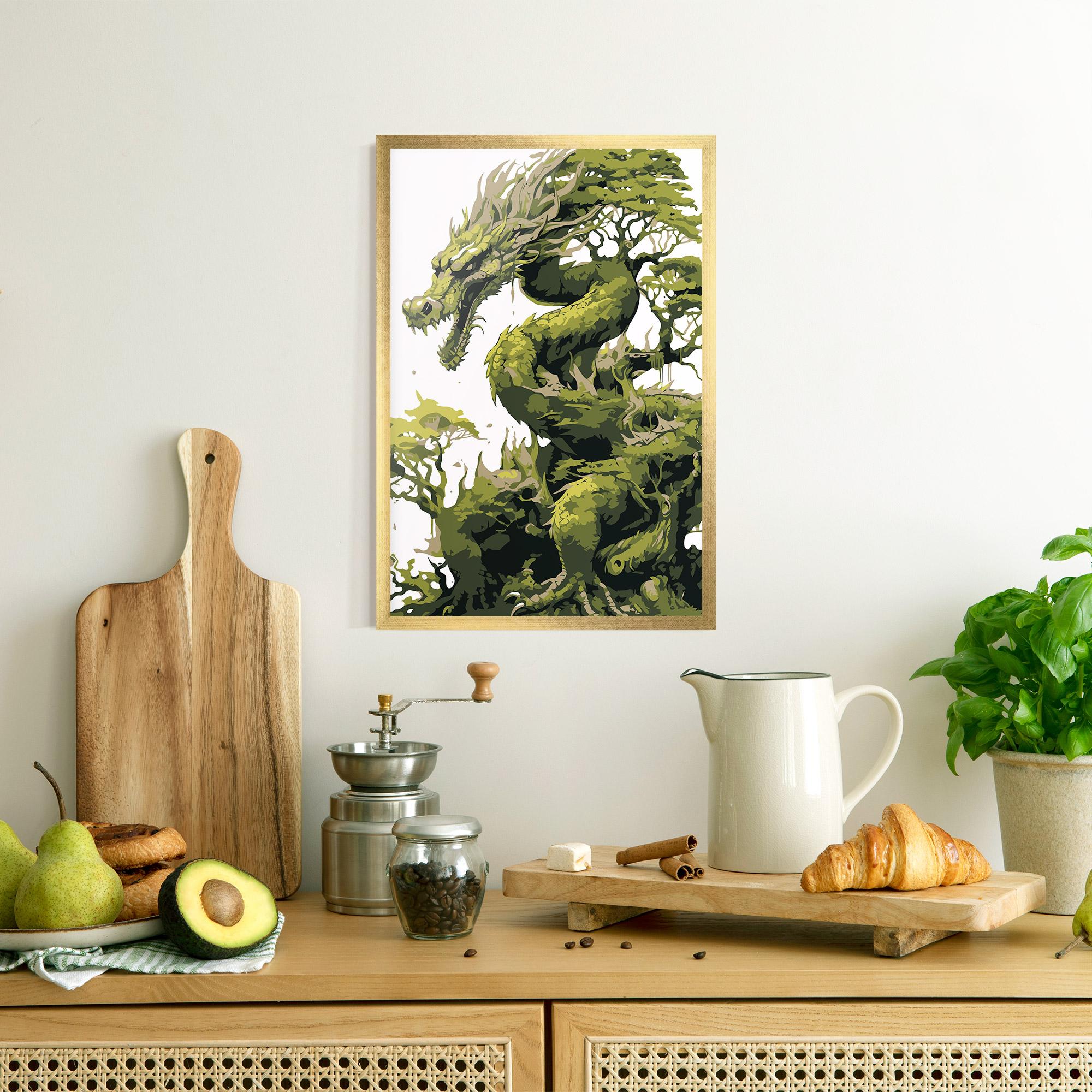 Keretezett Poszter Green Nature Dragon mockup 8