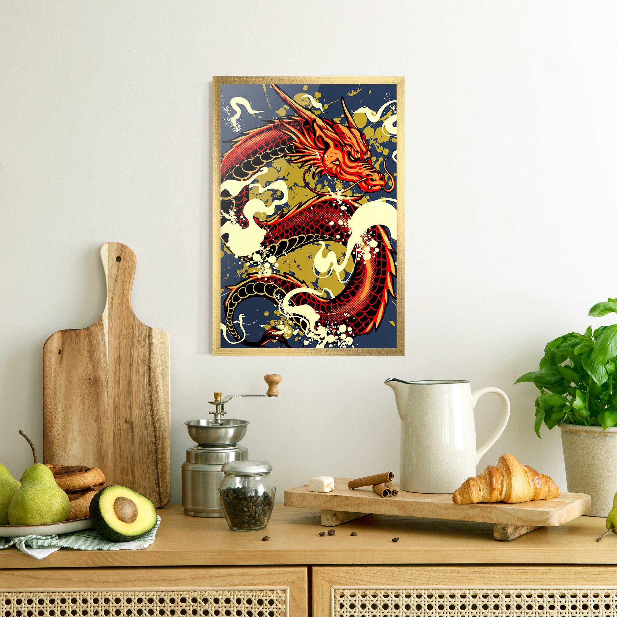 Keretezett Poszter Red Cream Dragon mockup 8