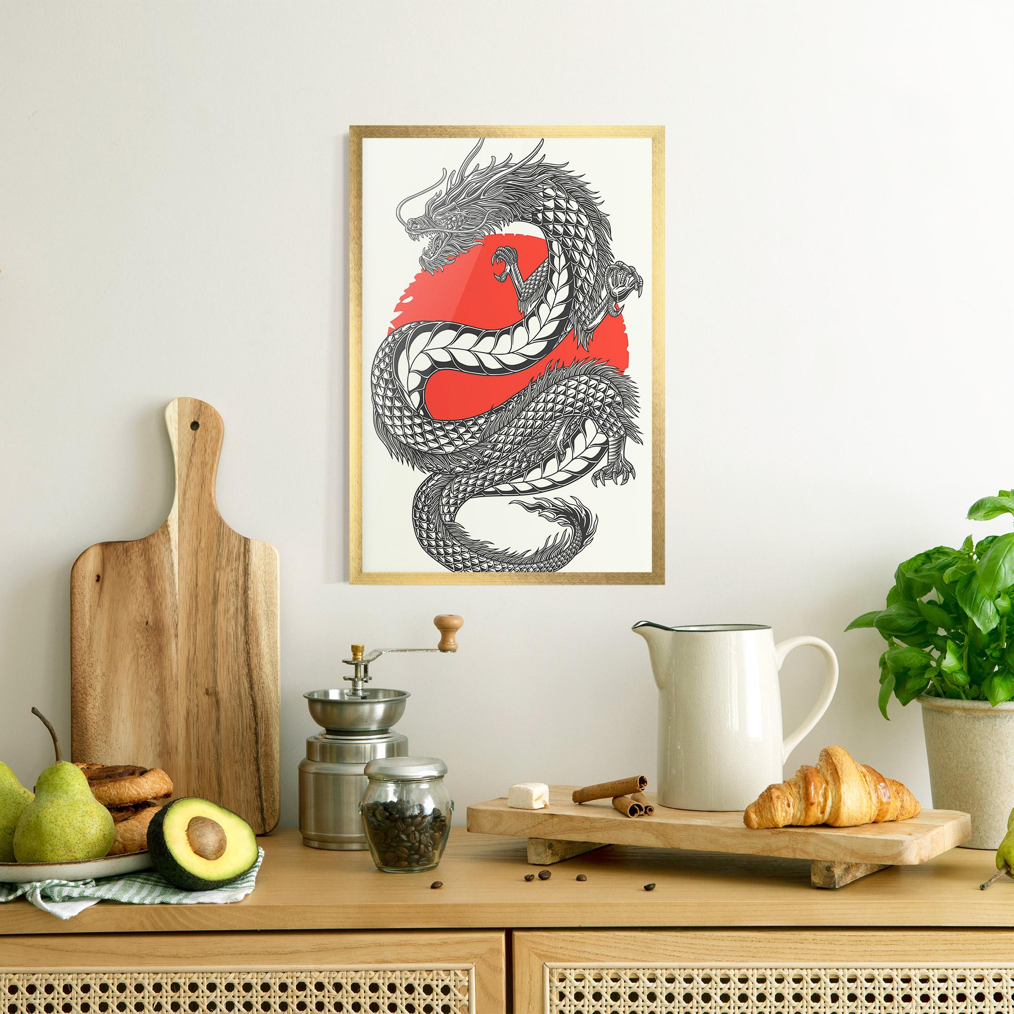 Keretezett Poszter Red Moon Dragon mockup 8