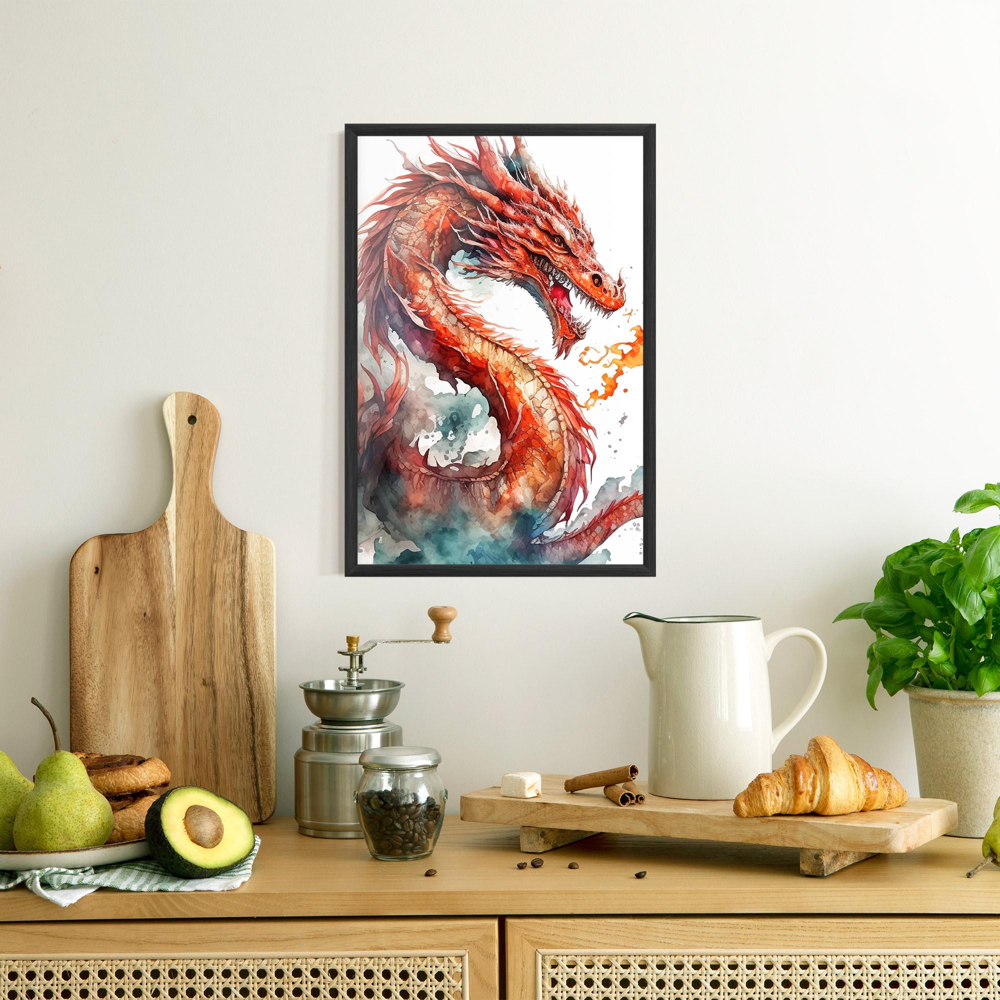 Keretezett Poszter Fire Dragon mockup 8