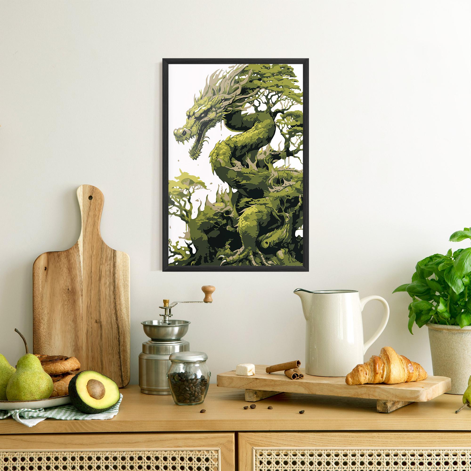 Keretezett Poszter Green Nature Dragon mockup 8