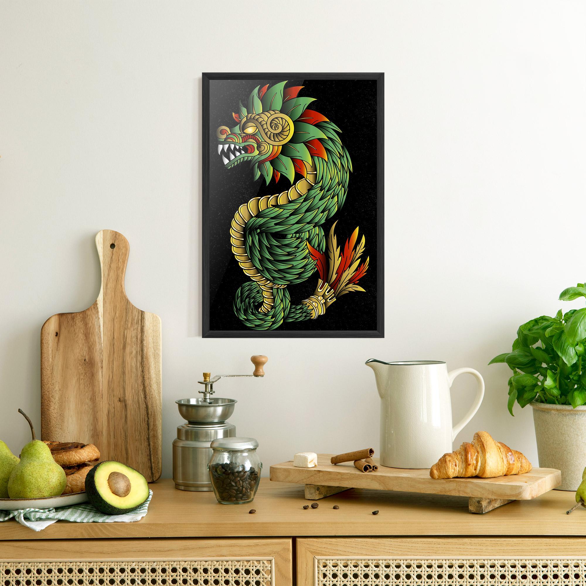 Keretezett Poszter Green Yellow Dragon mockup 8