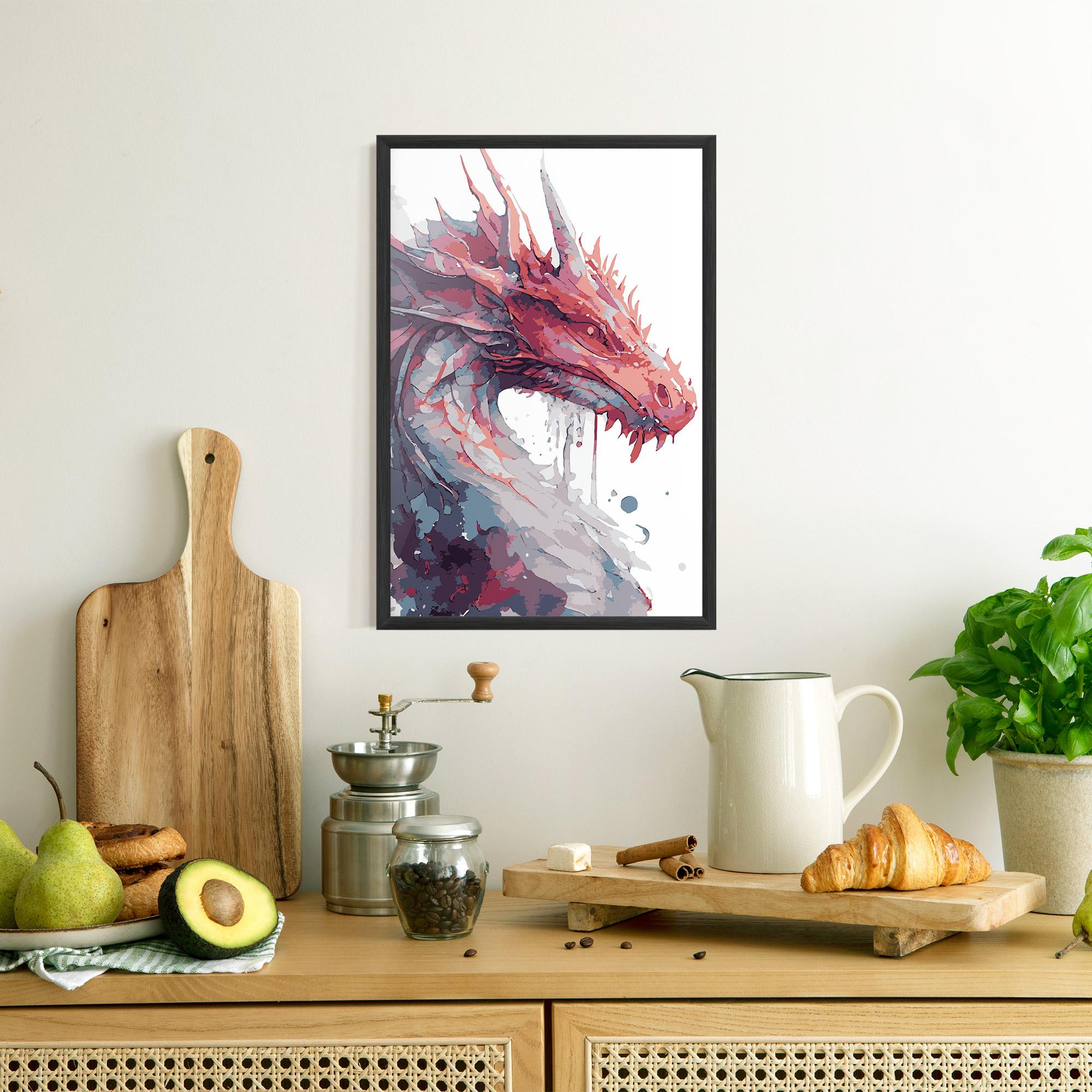 Keretezett Poszter Red Blue Dragon mockup 8