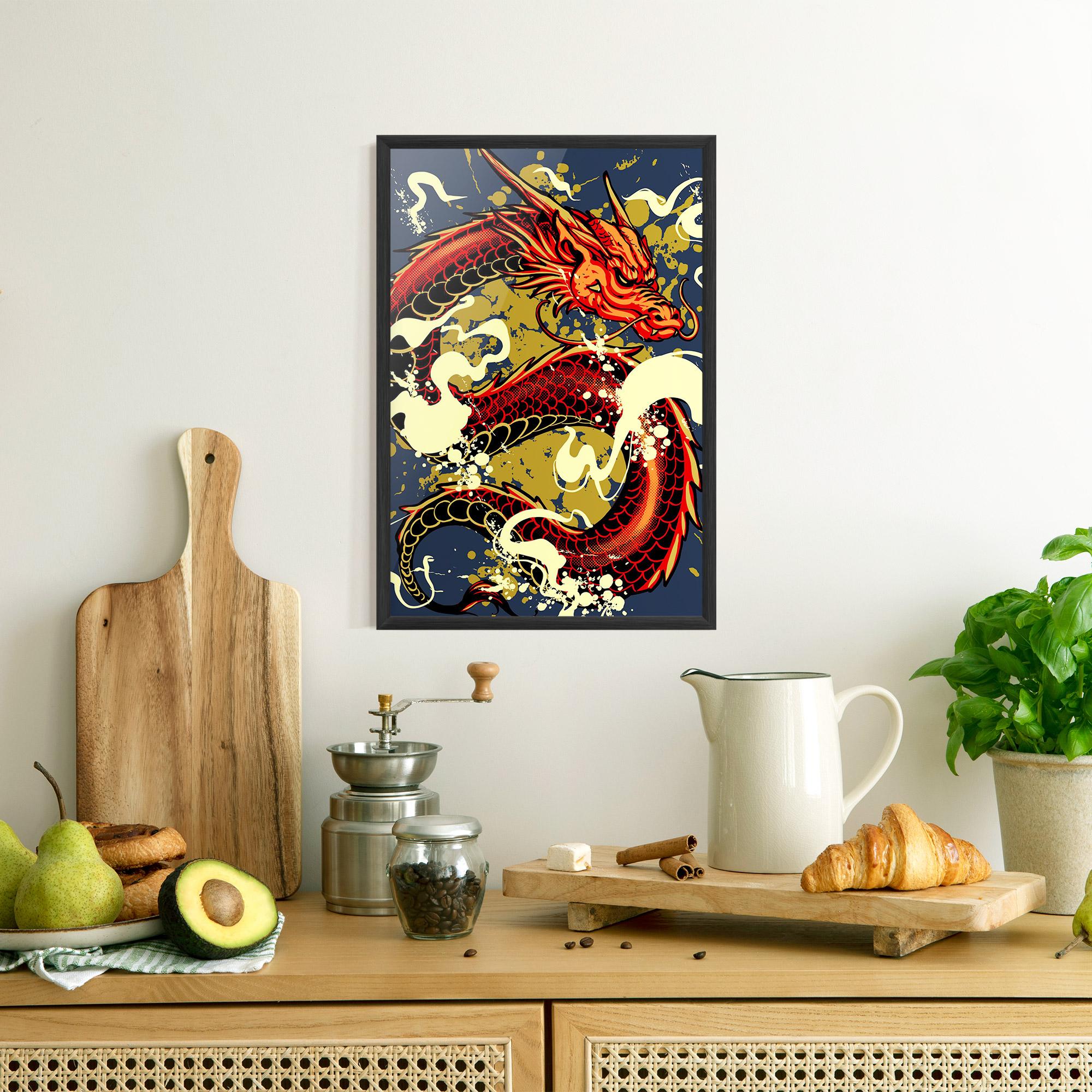 Keretezett Poszter Red Cream Dragon mockup 8
