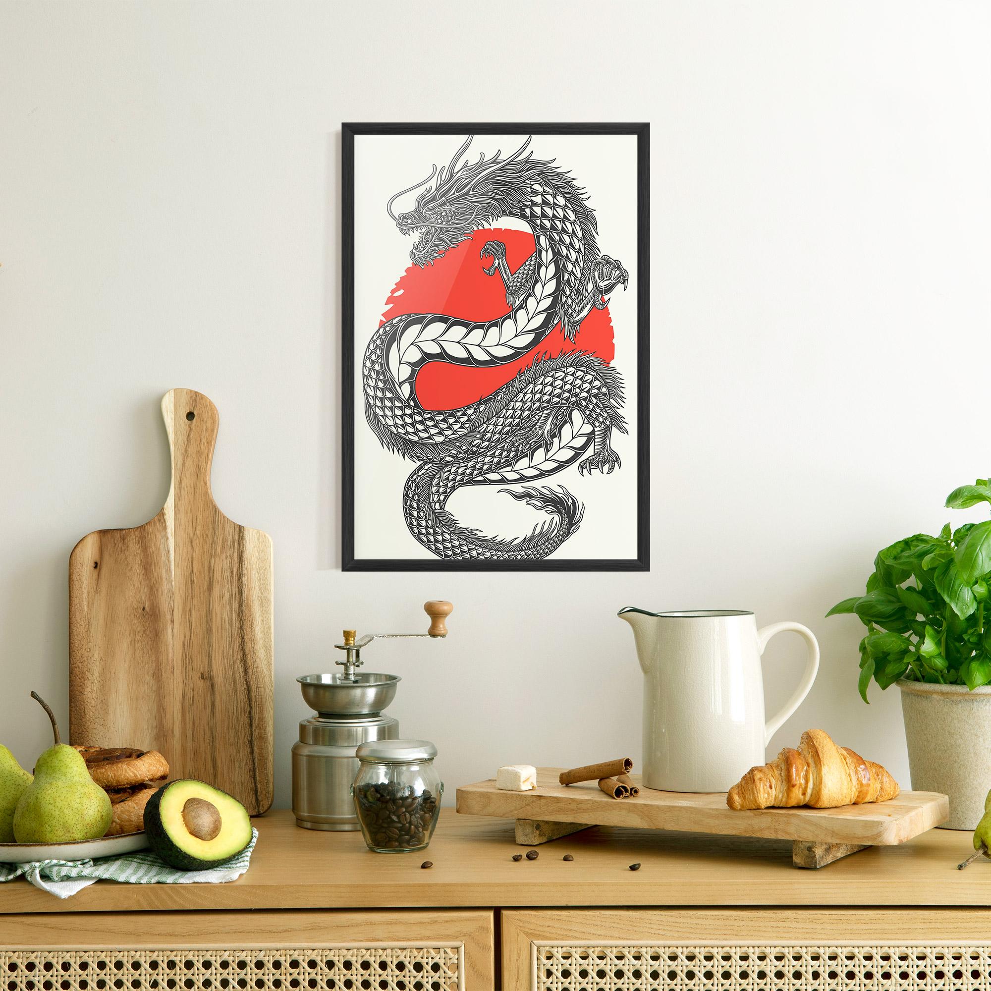 Keretezett Poszter Red Moon Dragon mockup 8