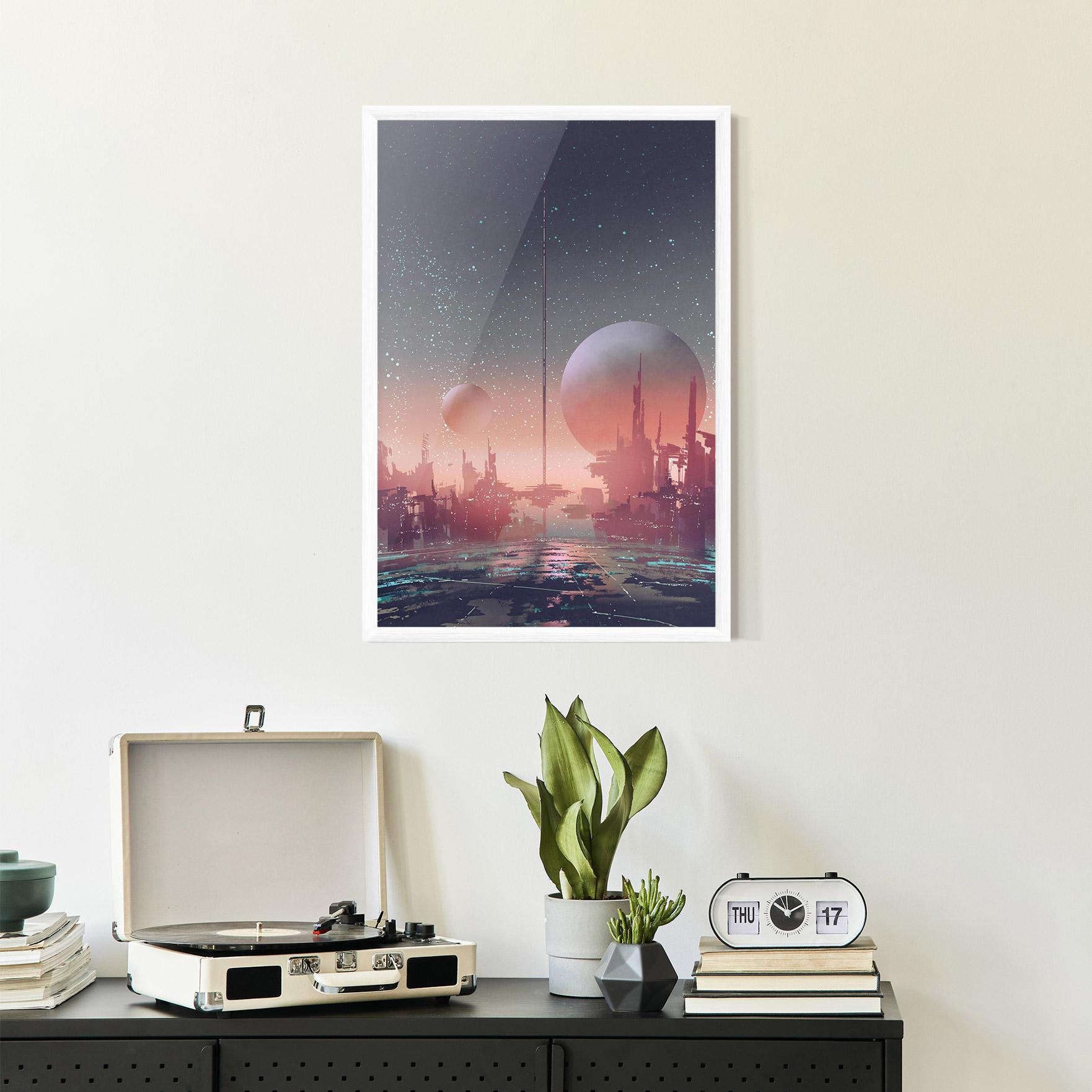 Keretezett Poszter Futuristic Alien Buildings mockup 2