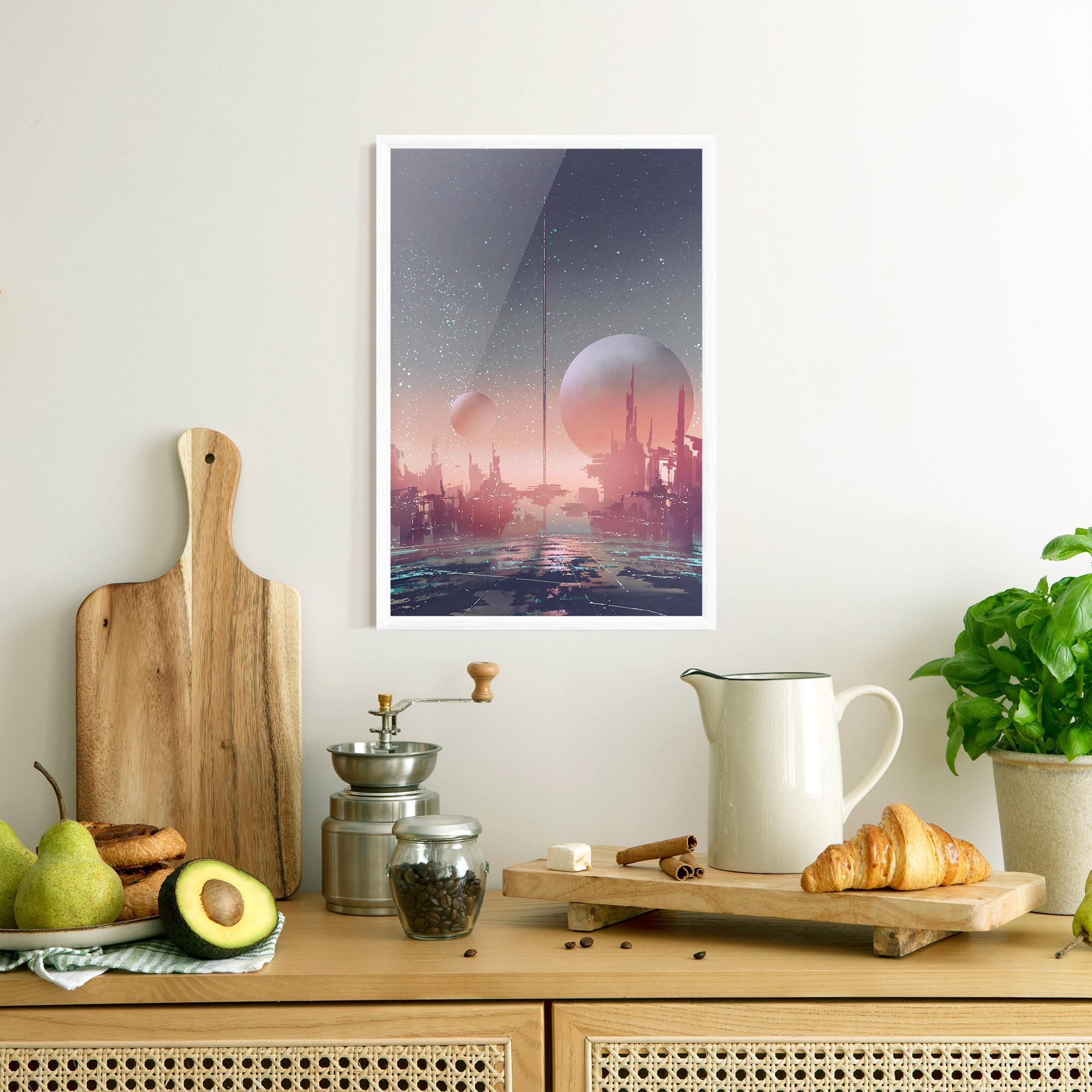 Keretezett Poszter Futuristic Alien Buildings mockup 8