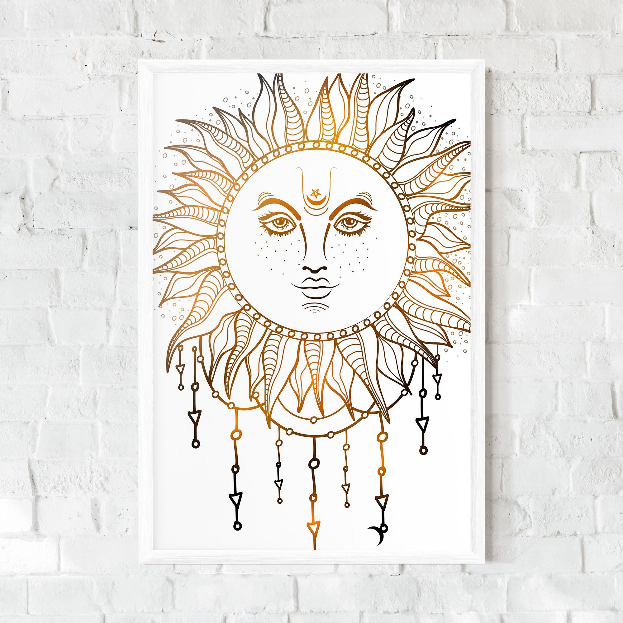 Keretezett Poszter Gold Sun Face mockup 0