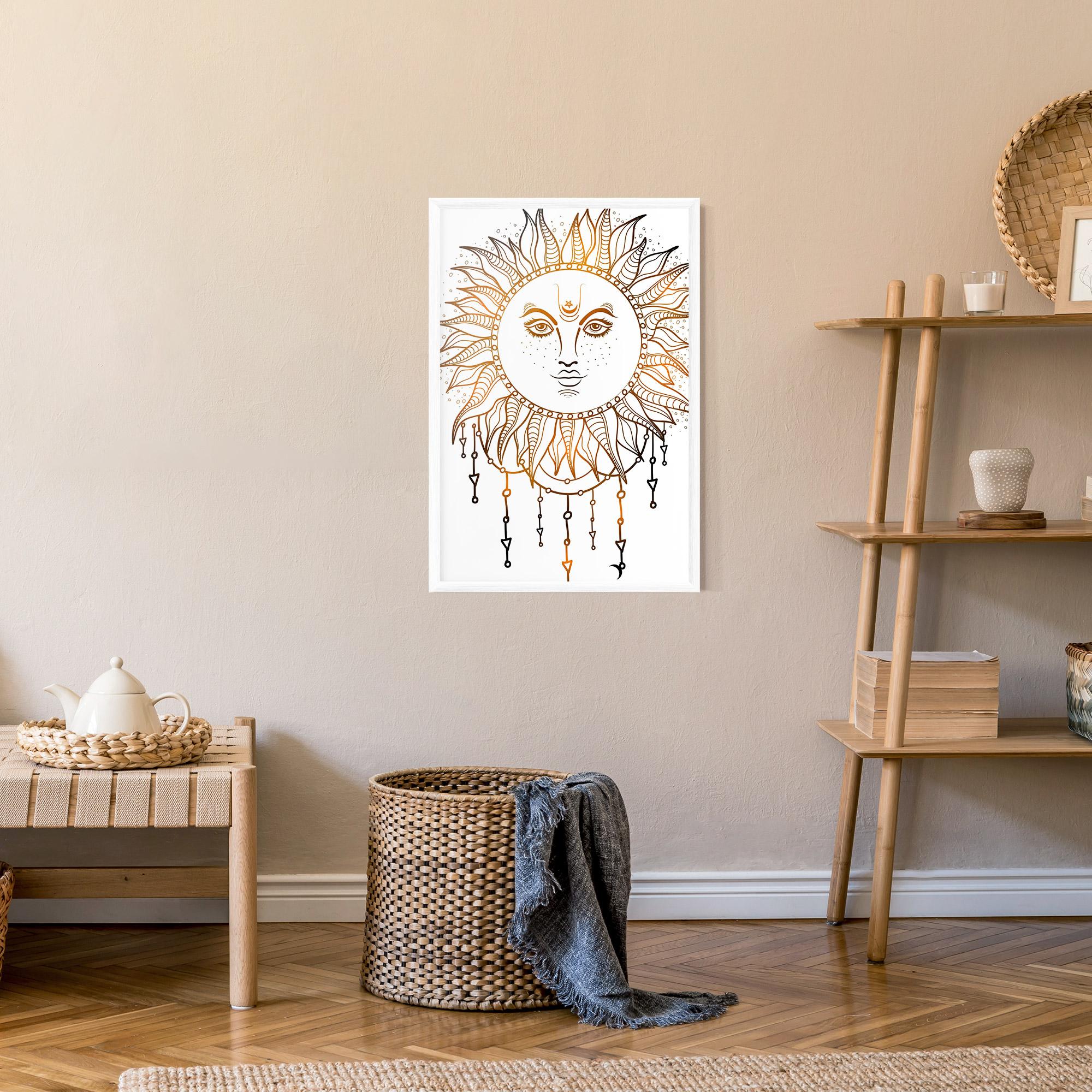 Keretezett Poszter Gold Sun Face mockup 9