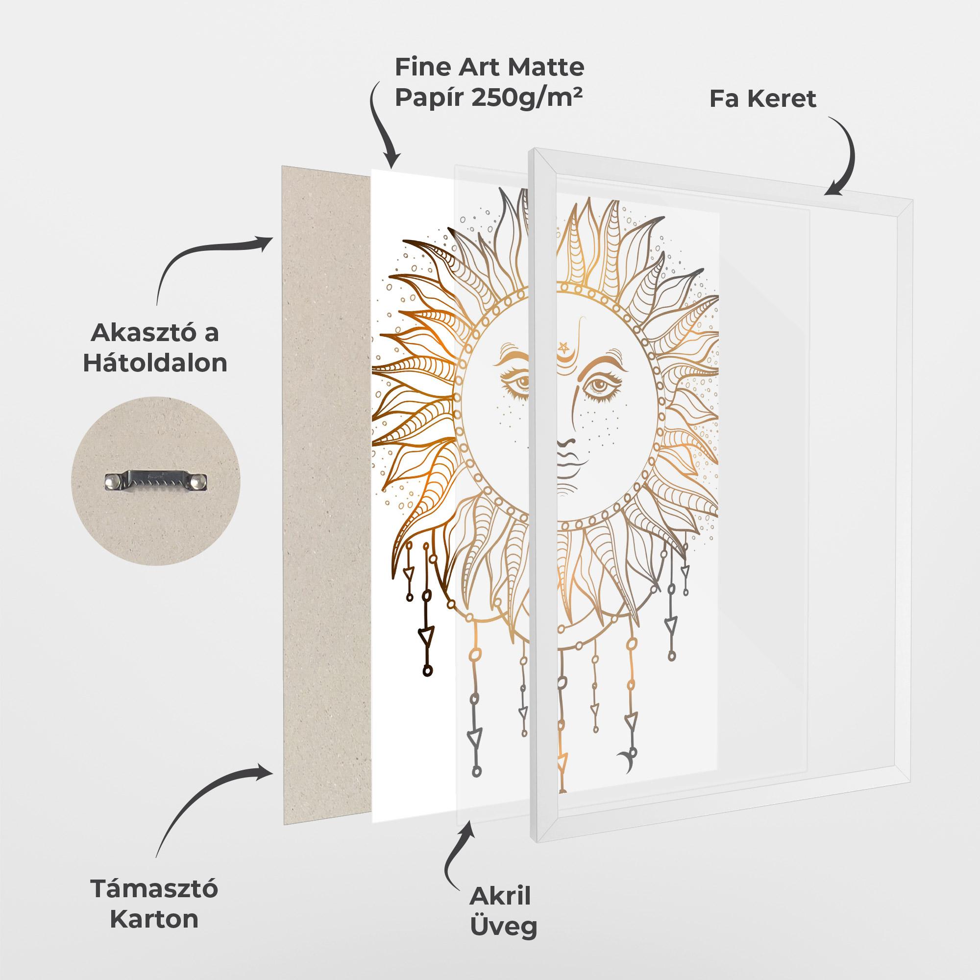 Keretezett Poszter Gold Sun Face mockup 1