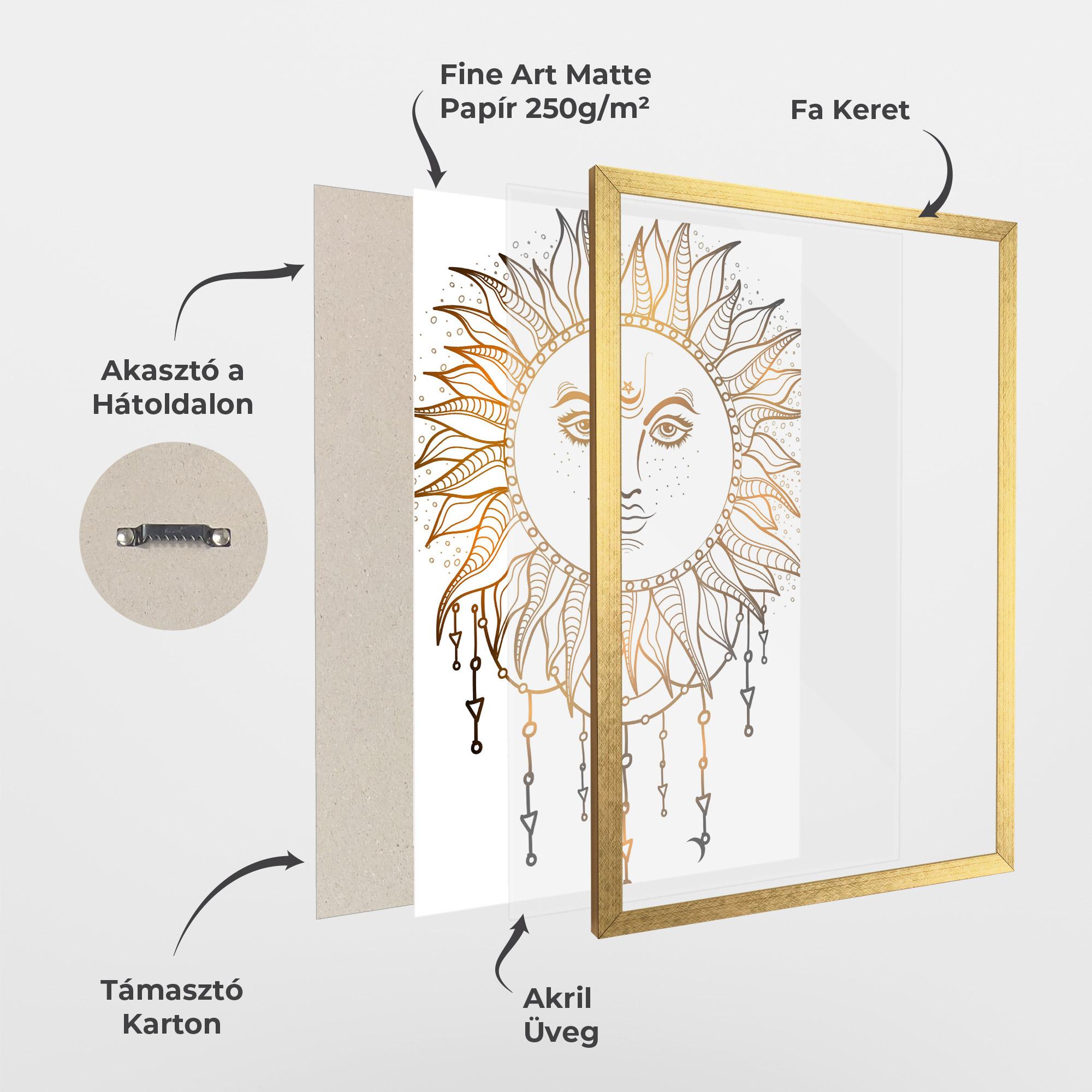 Keretezett Poszter Gold Sun Face mockup 1