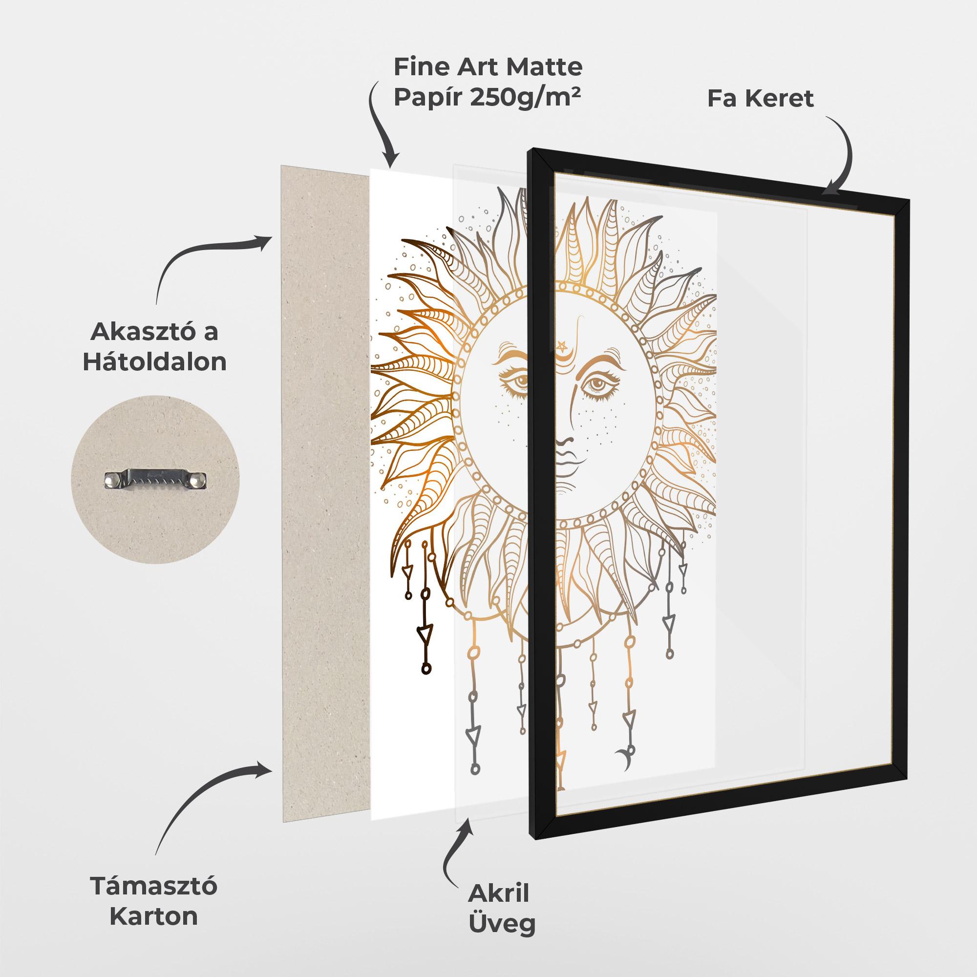 Keretezett Poszter Gold Sun Face mockup 1