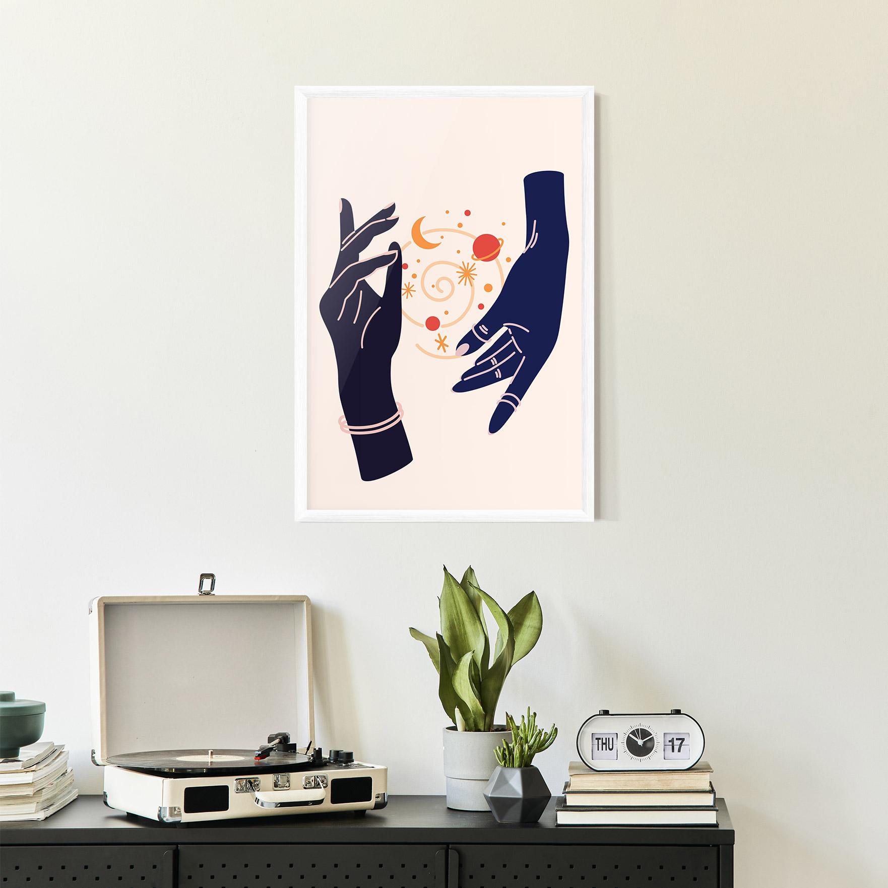 Keretezett Poszter Magic Purple Hands mockup 2