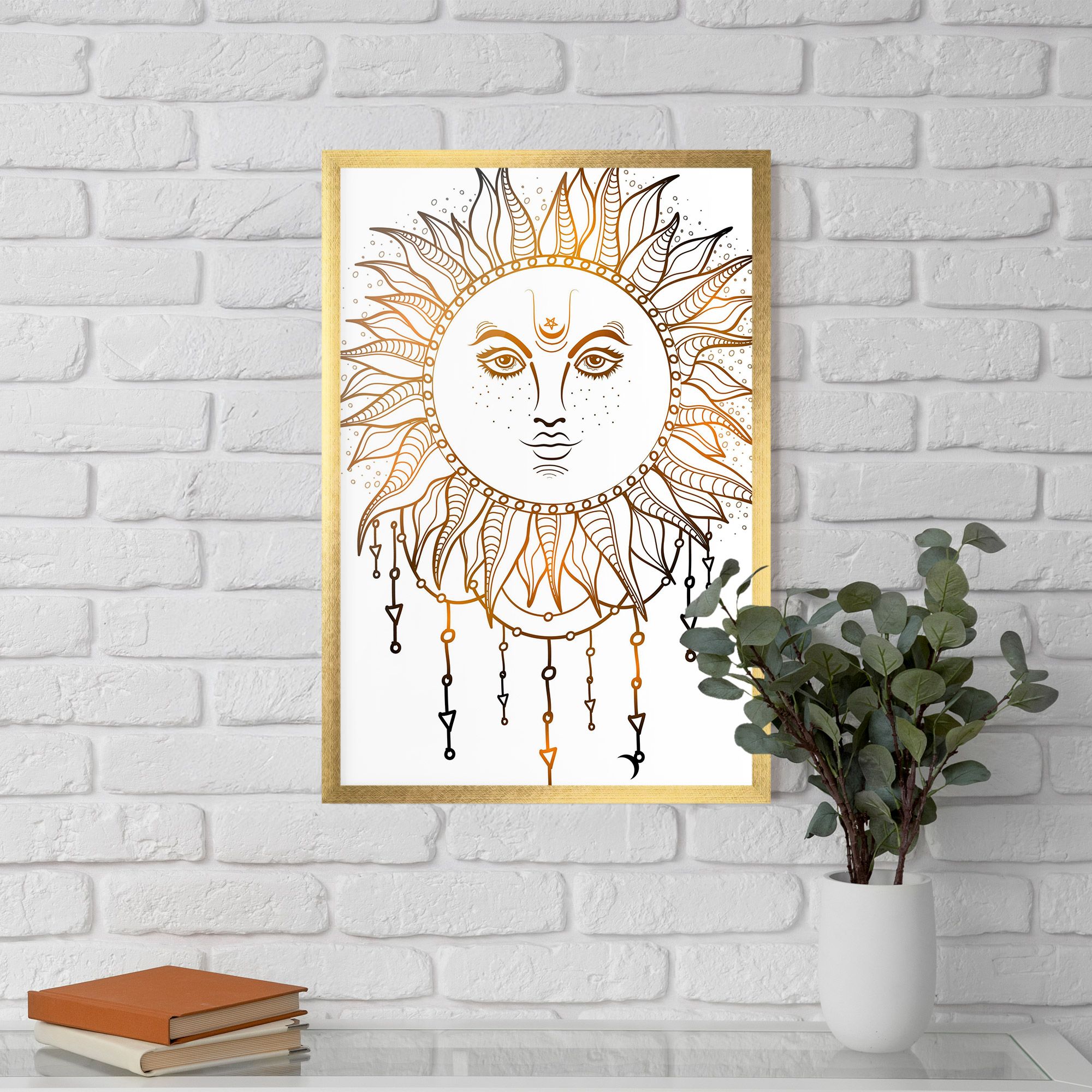 Gold Sun Face mockup 5