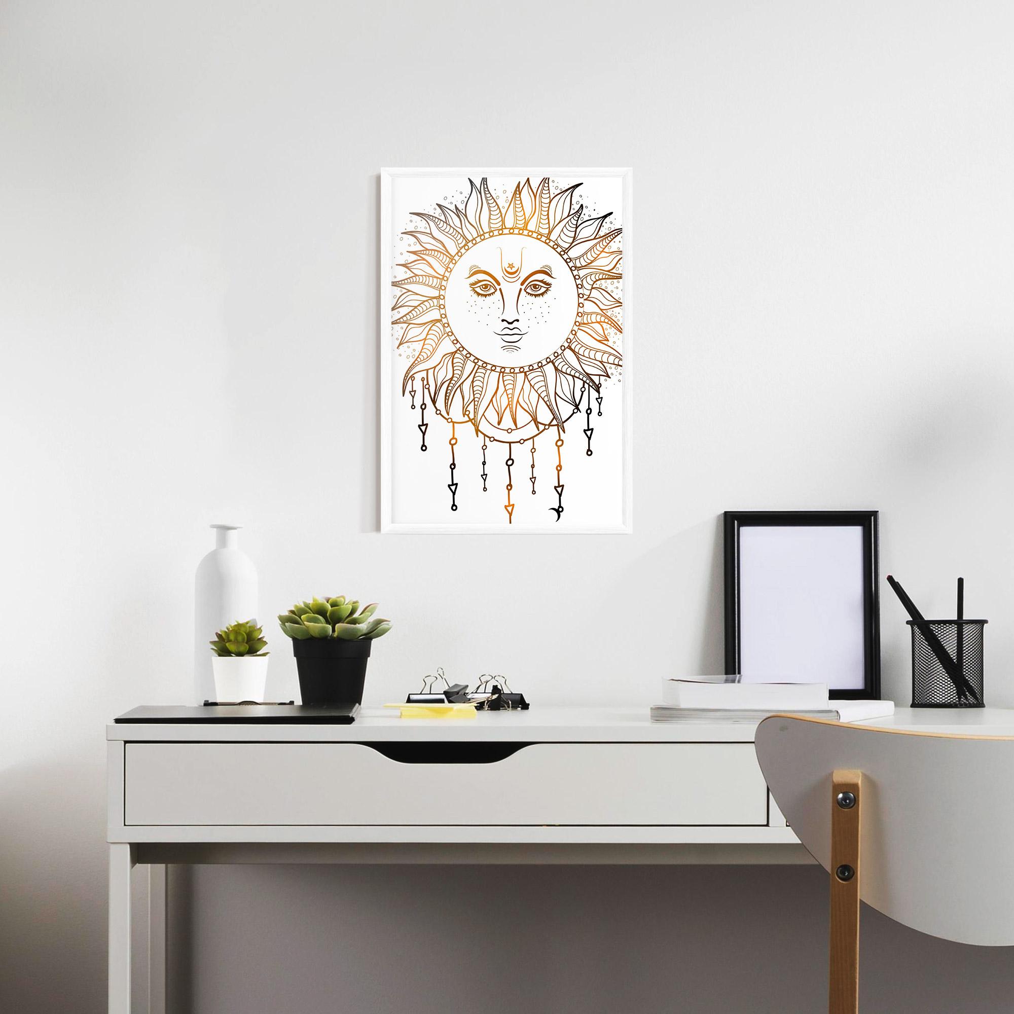 Keretezett Poszter Gold Sun Face mockup 7