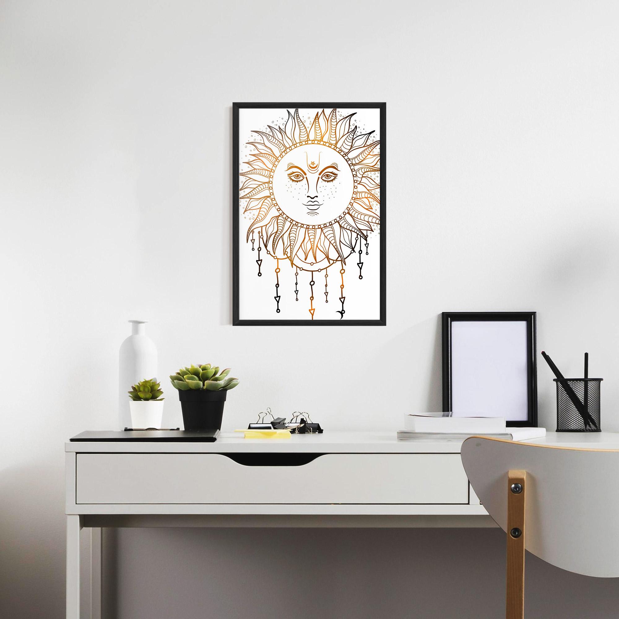 Keretezett Poszter Gold Sun Face mockup 7