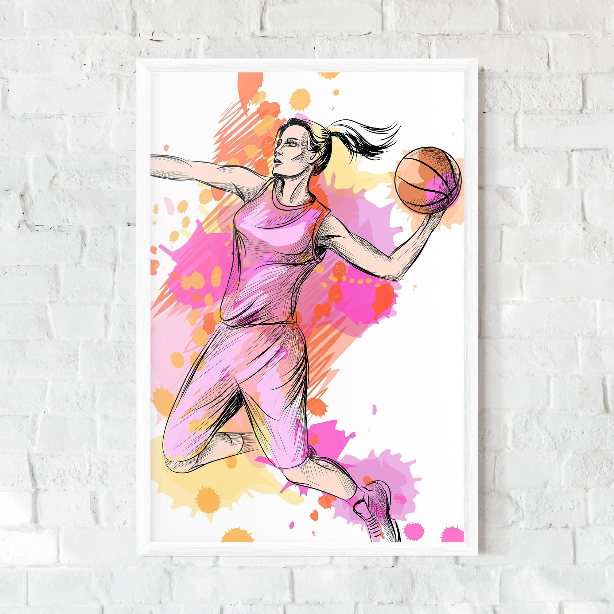 Keretezett Poszter Pink Basket Player mockup 0