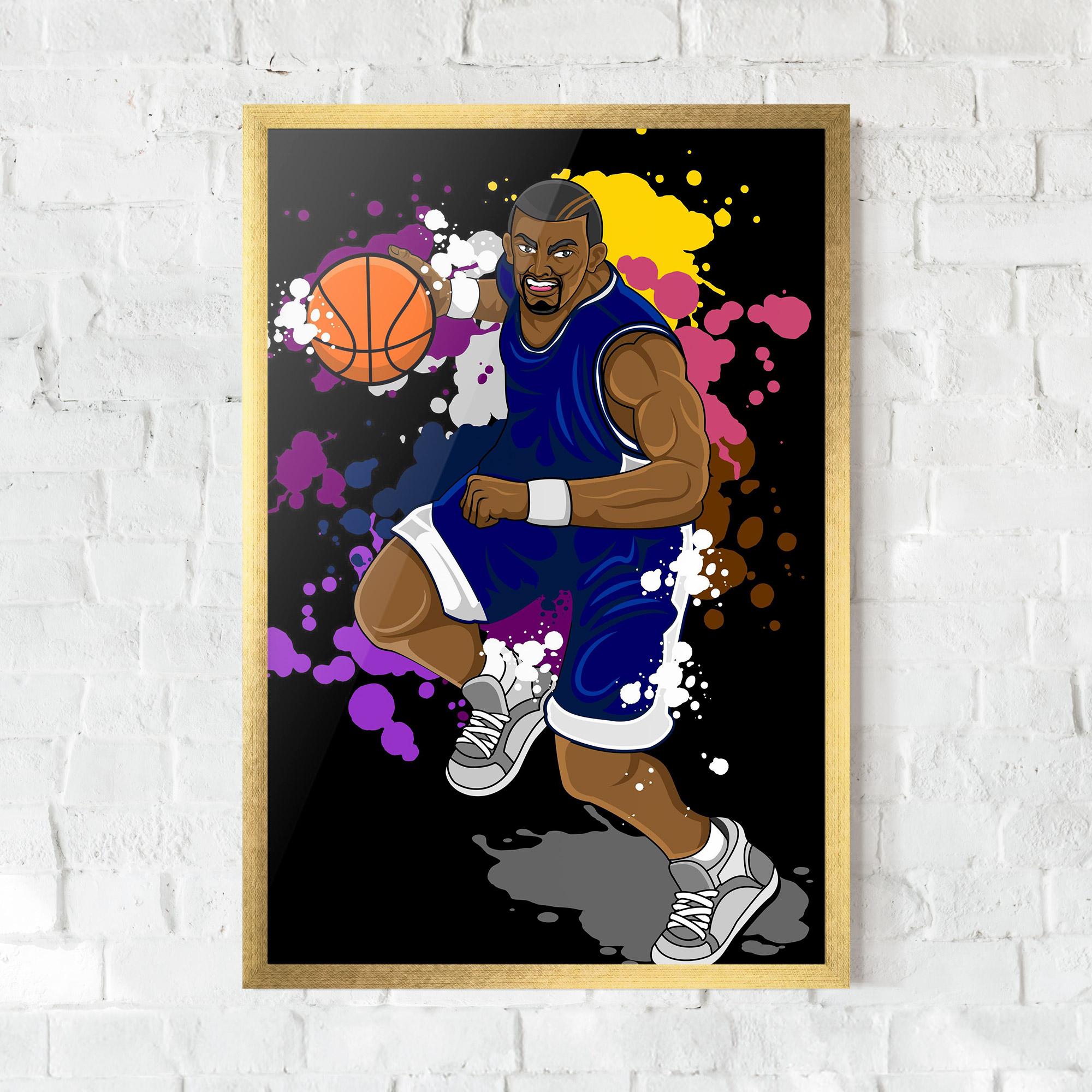 Keretezett Poszter Basketball Character mockup 0