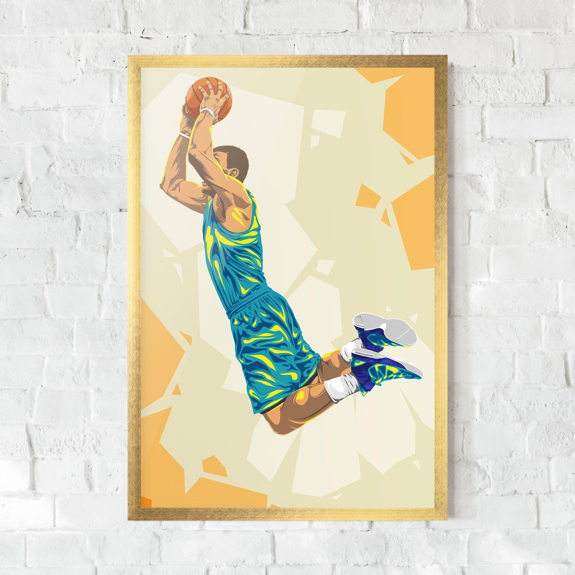 Keretezett Poszter Basketball Dunk Pose mockup 0
