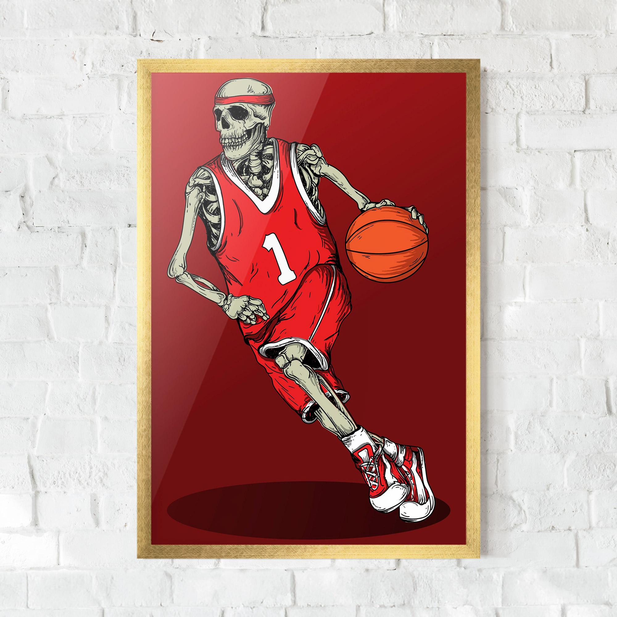 Keretezett Poszter Basketball Skull mockup 0