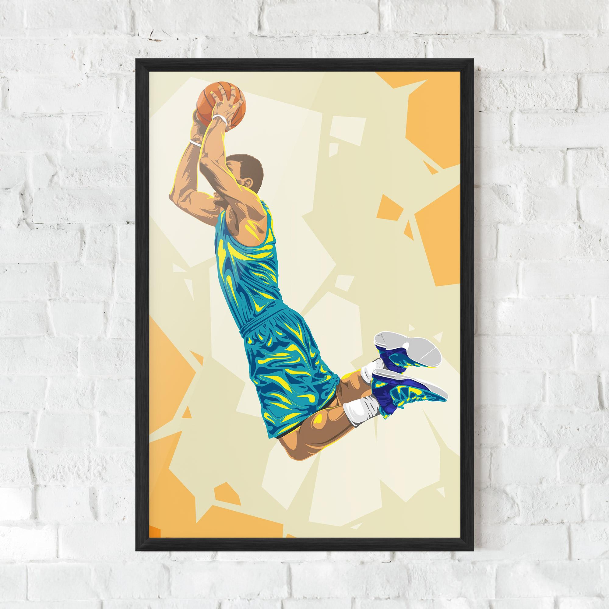Keretezett Poszter Basketball Dunk Pose mockup 0