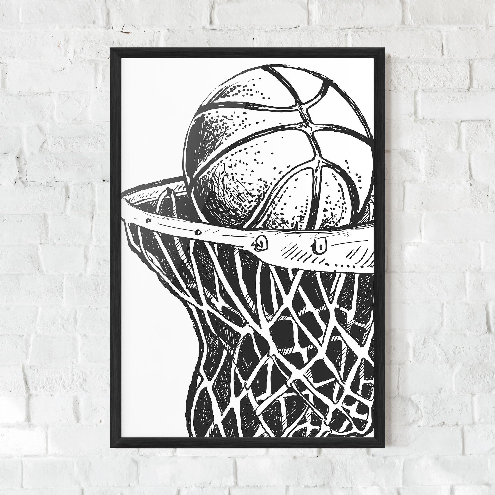 Keretezett Poszter Basketball Grey Hoop mockup 0