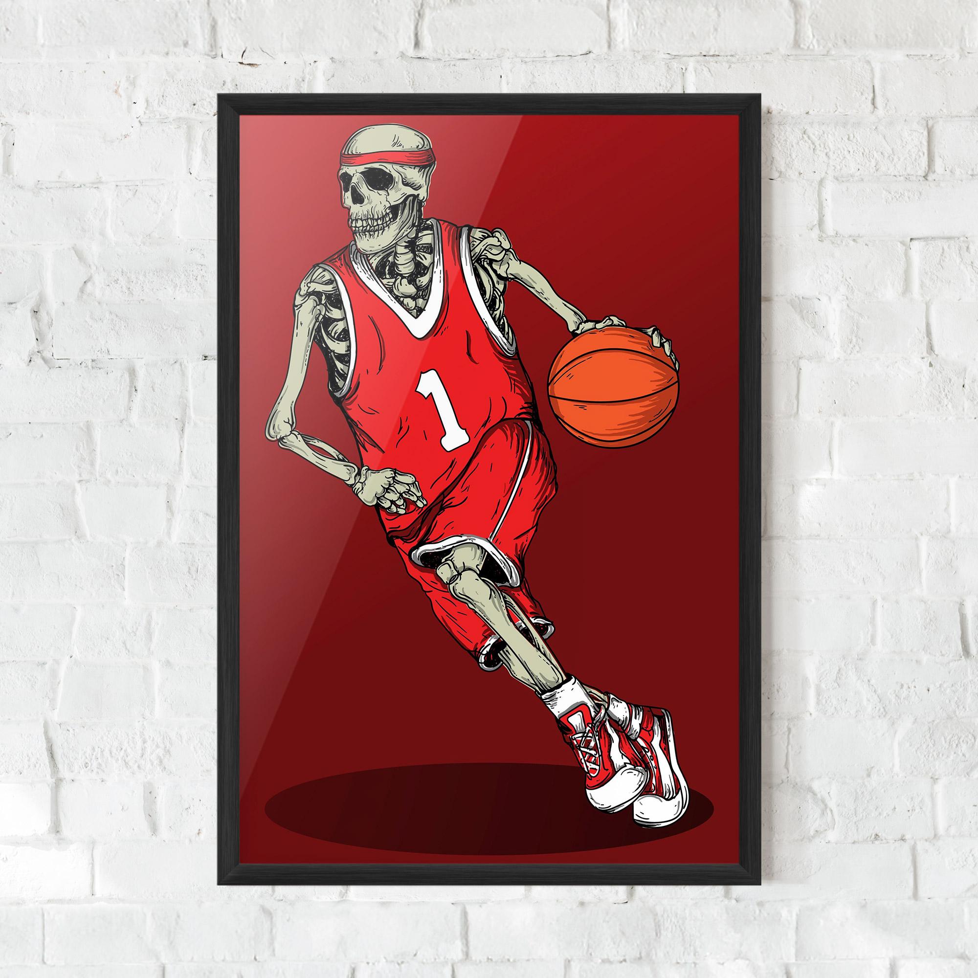 Keretezett Poszter Basketball Skull mockup 0
