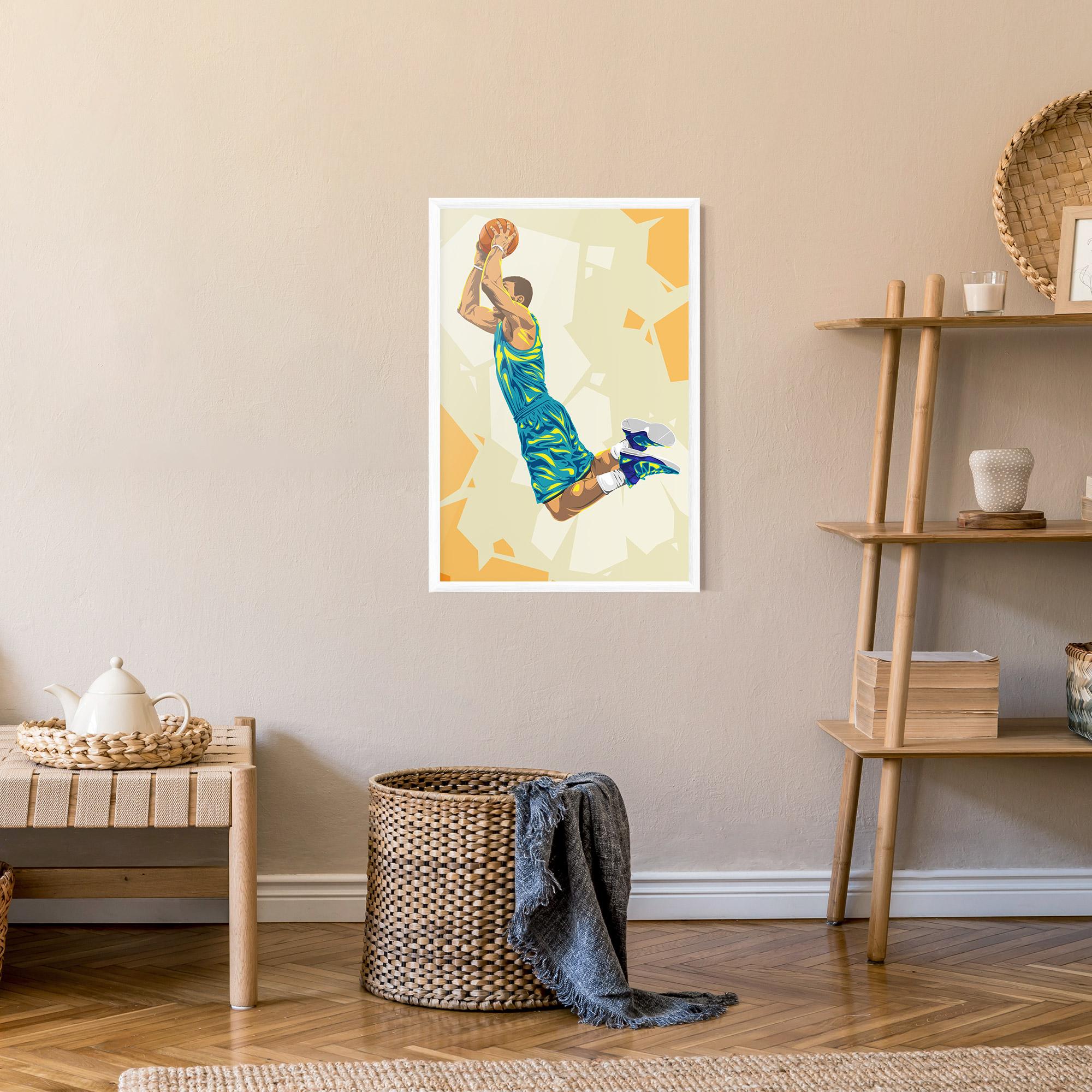 Keretezett Poszter Basketball Dunk Pose mockup 9