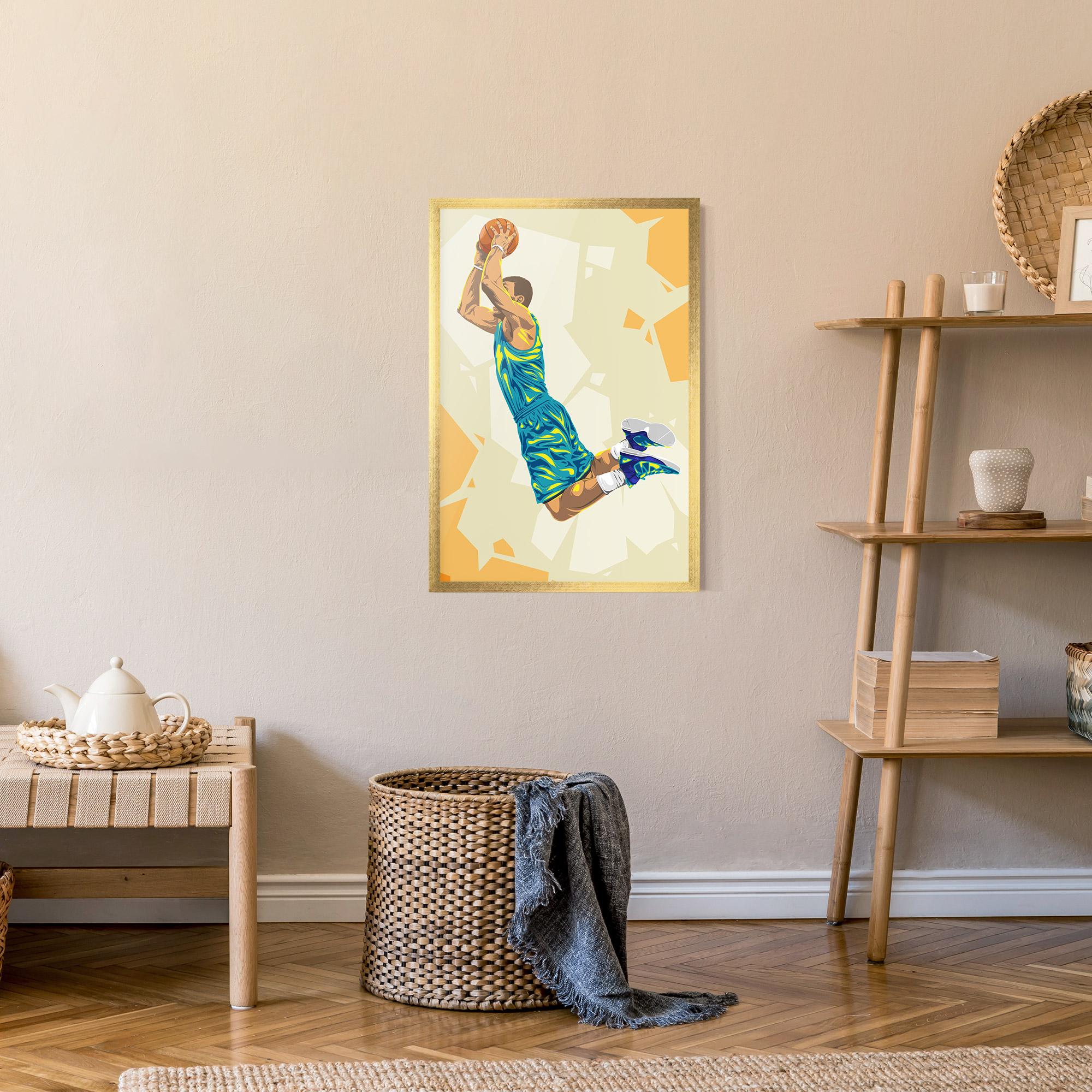 Keretezett Poszter Basketball Dunk Pose mockup 9