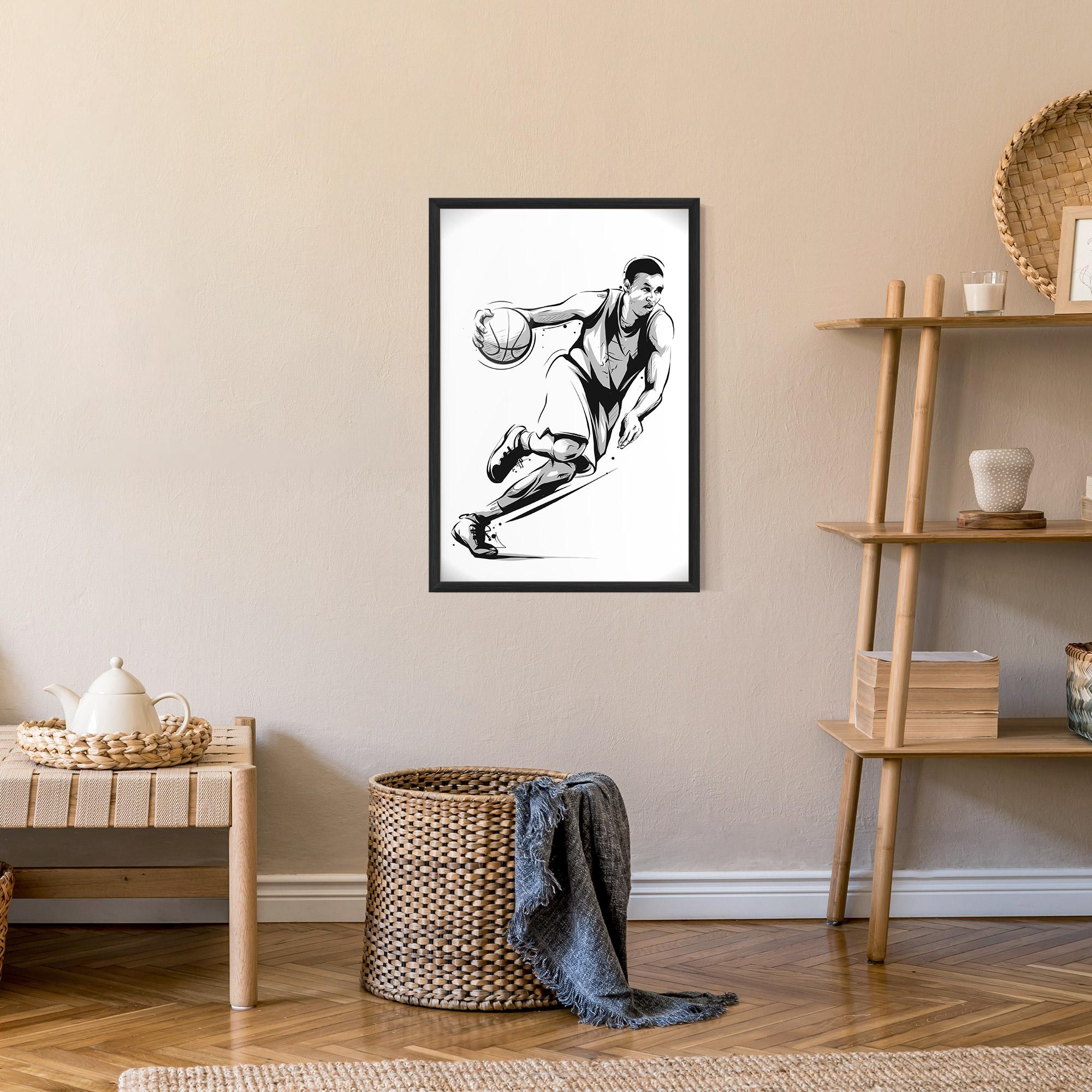 Keretezett Poszter Basketball Player Line mockup 9