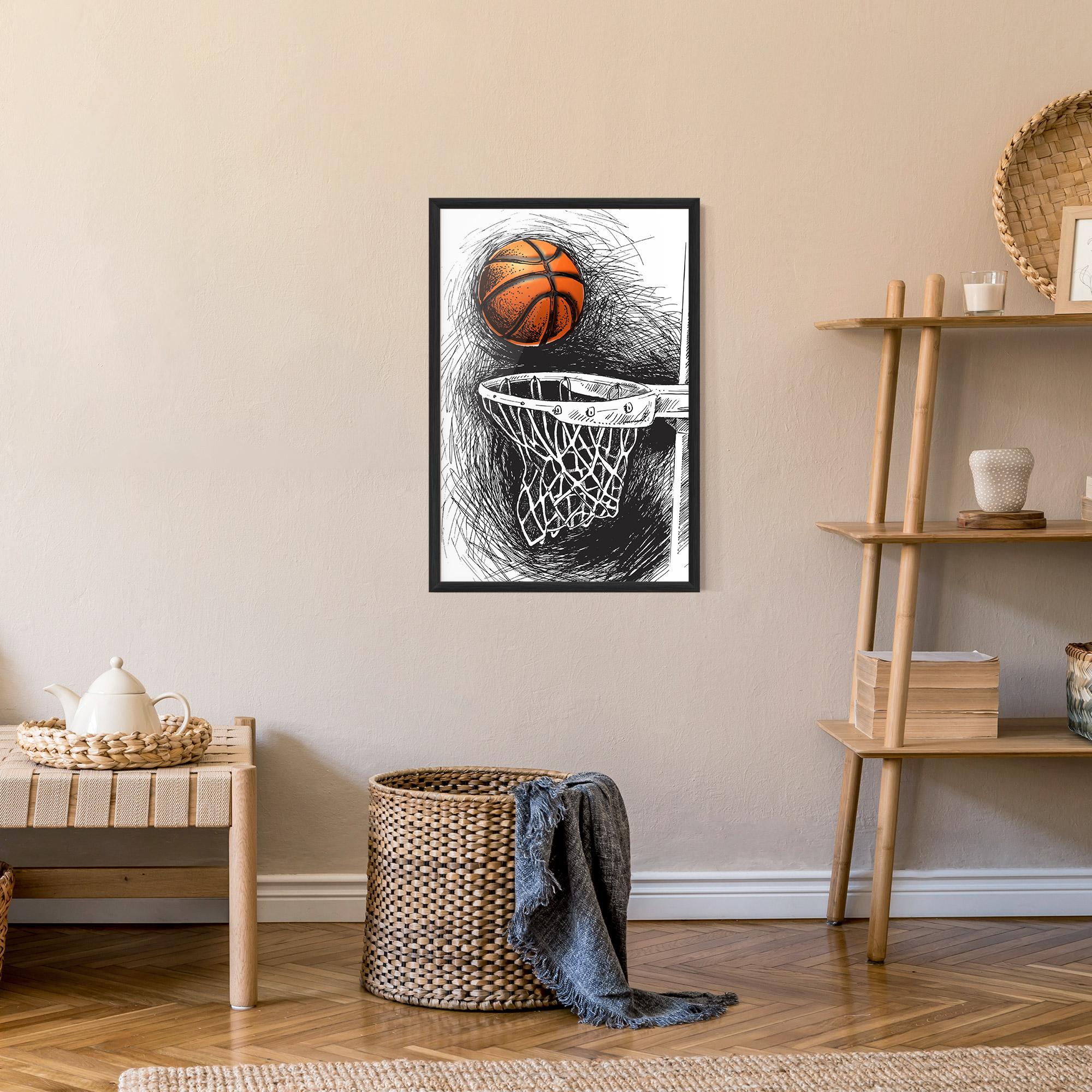 Keretezett Poszter Grey Line Basket mockup 9