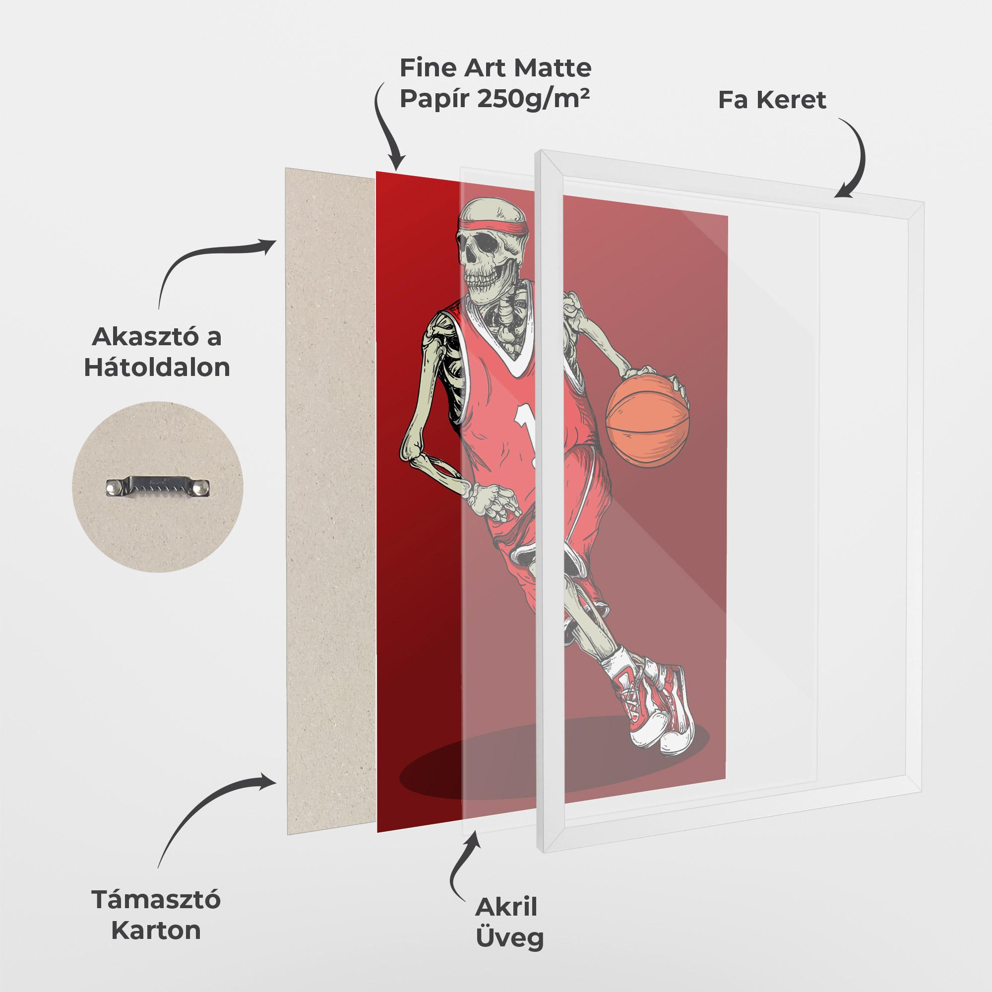 Keretezett Poszter Basketball Skull mockup 1