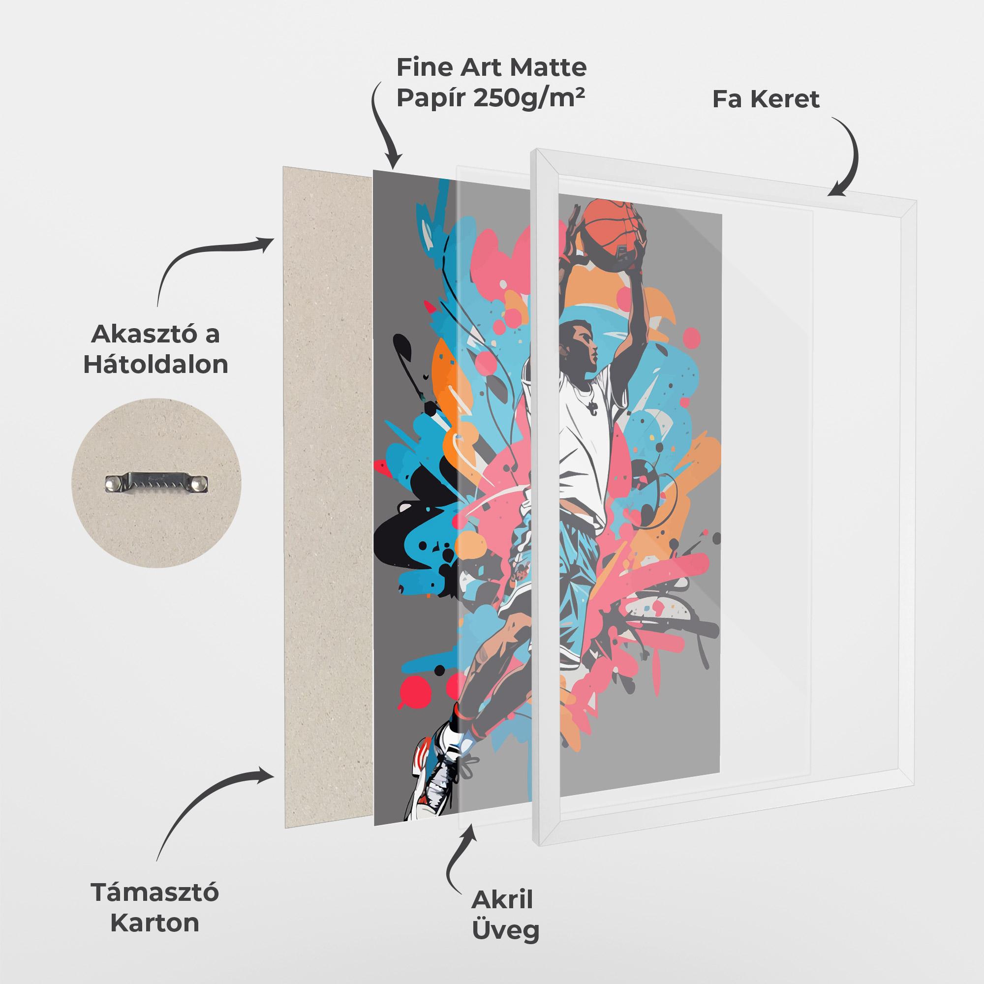 Keretezett Poszter Blue Red Basket mockup 1