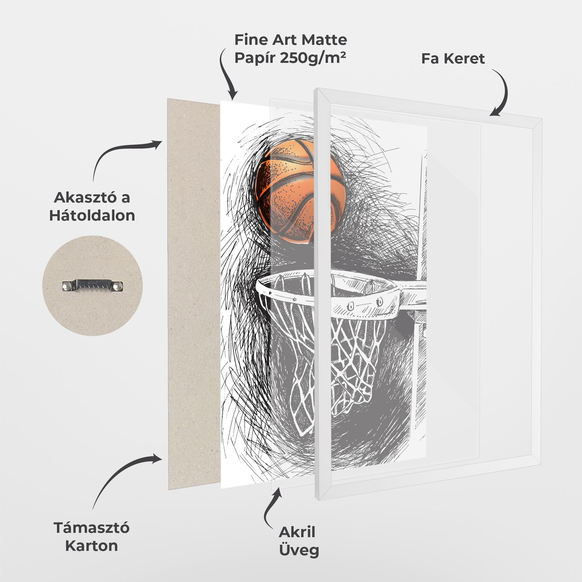 Keretezett Poszter Grey Line Basket mockup 1