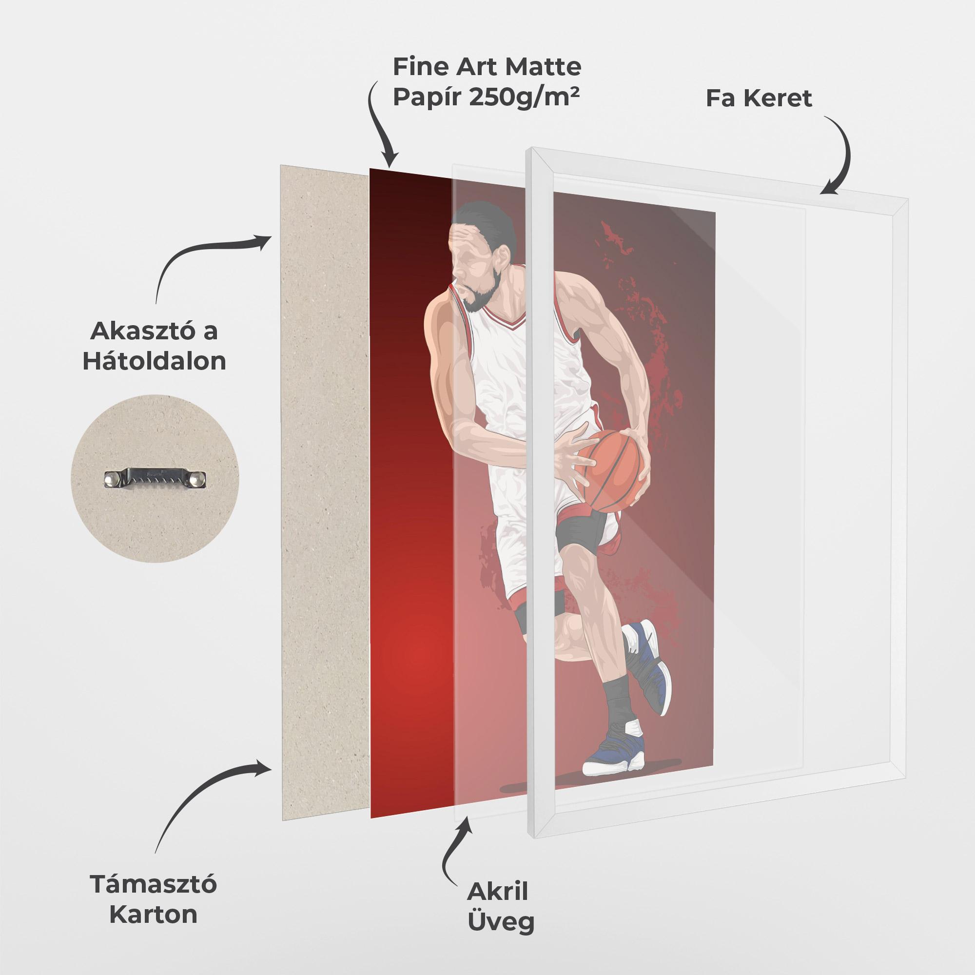 Keretezett Poszter Red Fire Basket mockup 1