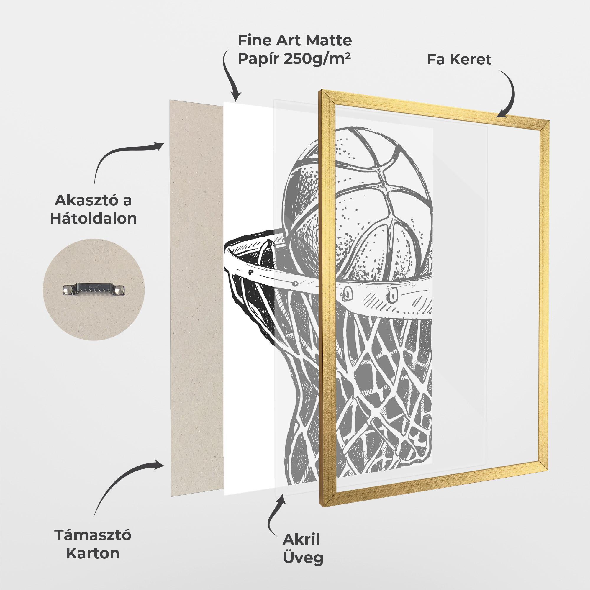 Keretezett Poszter Basketball Grey Hoop mockup 1