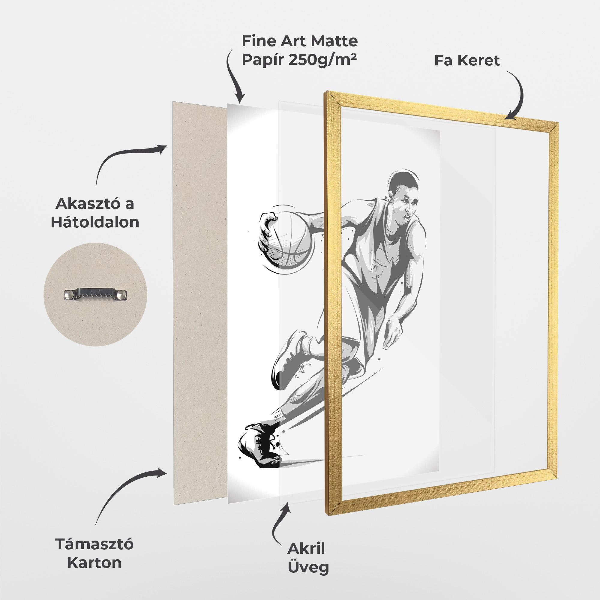 Keretezett Poszter Basketball Player Line mockup 1