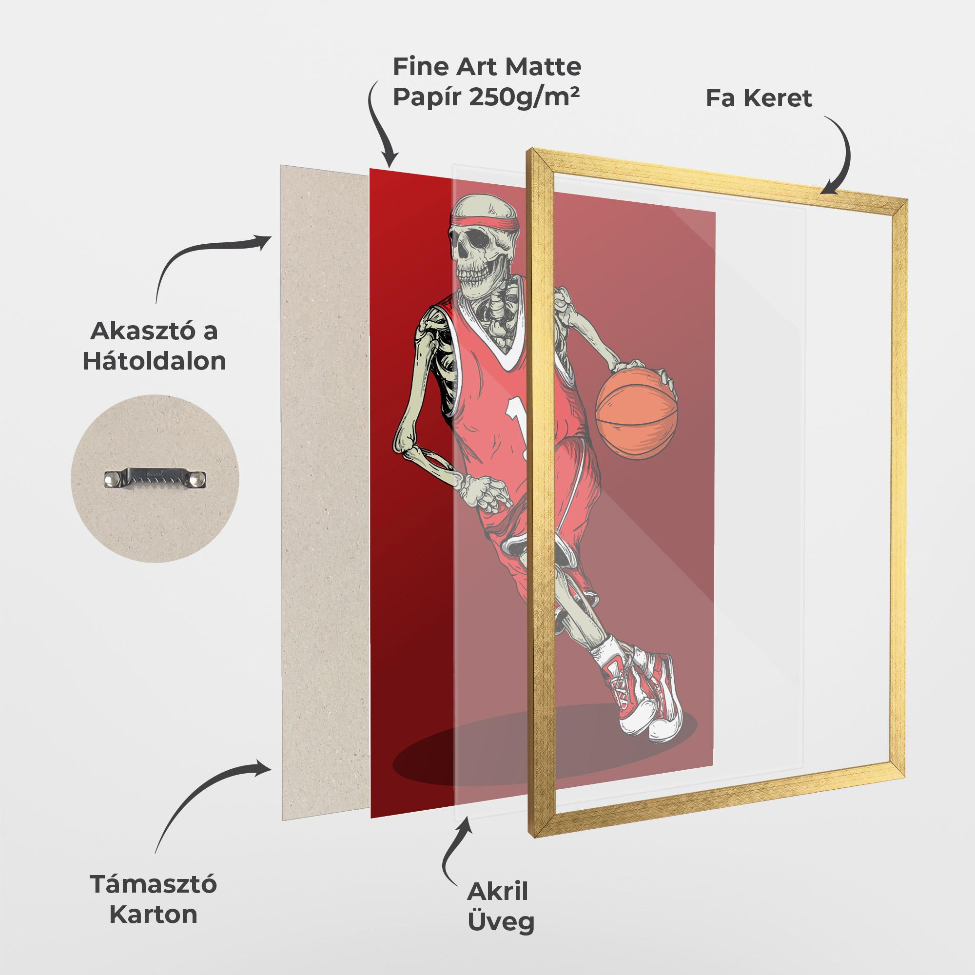Keretezett Poszter Basketball Skull mockup 1