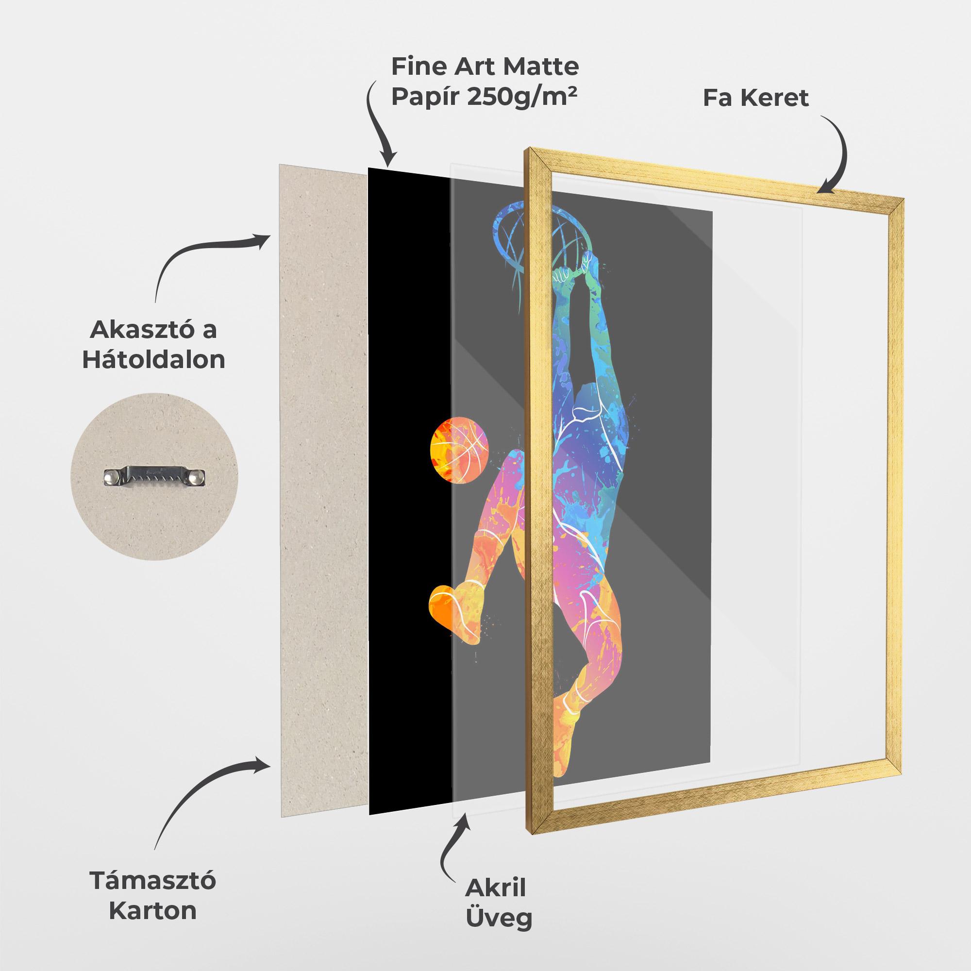 Keretezett Poszter Blue Basket Hoop mockup 1