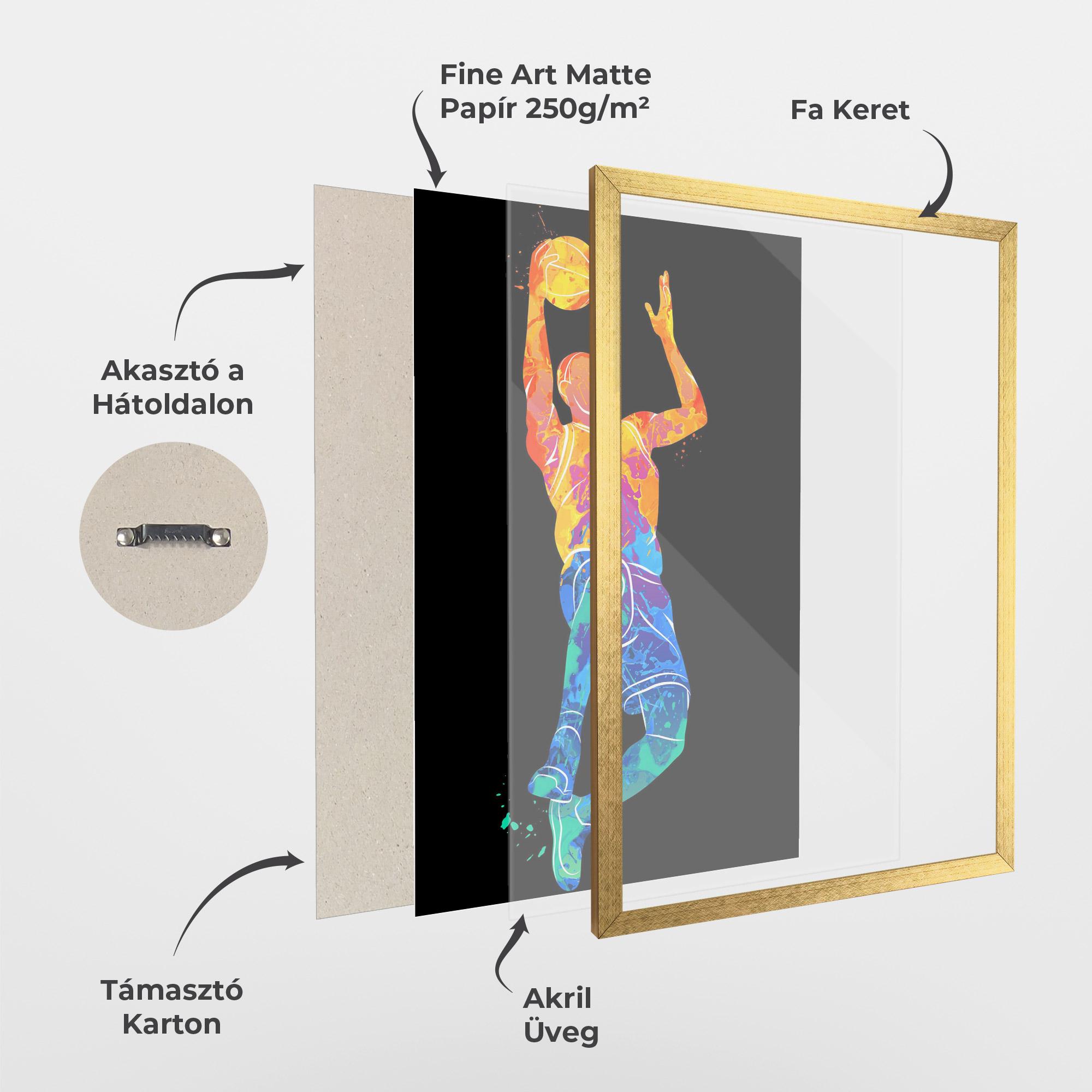 Keretezett Poszter Orange Blue Basket mockup 1