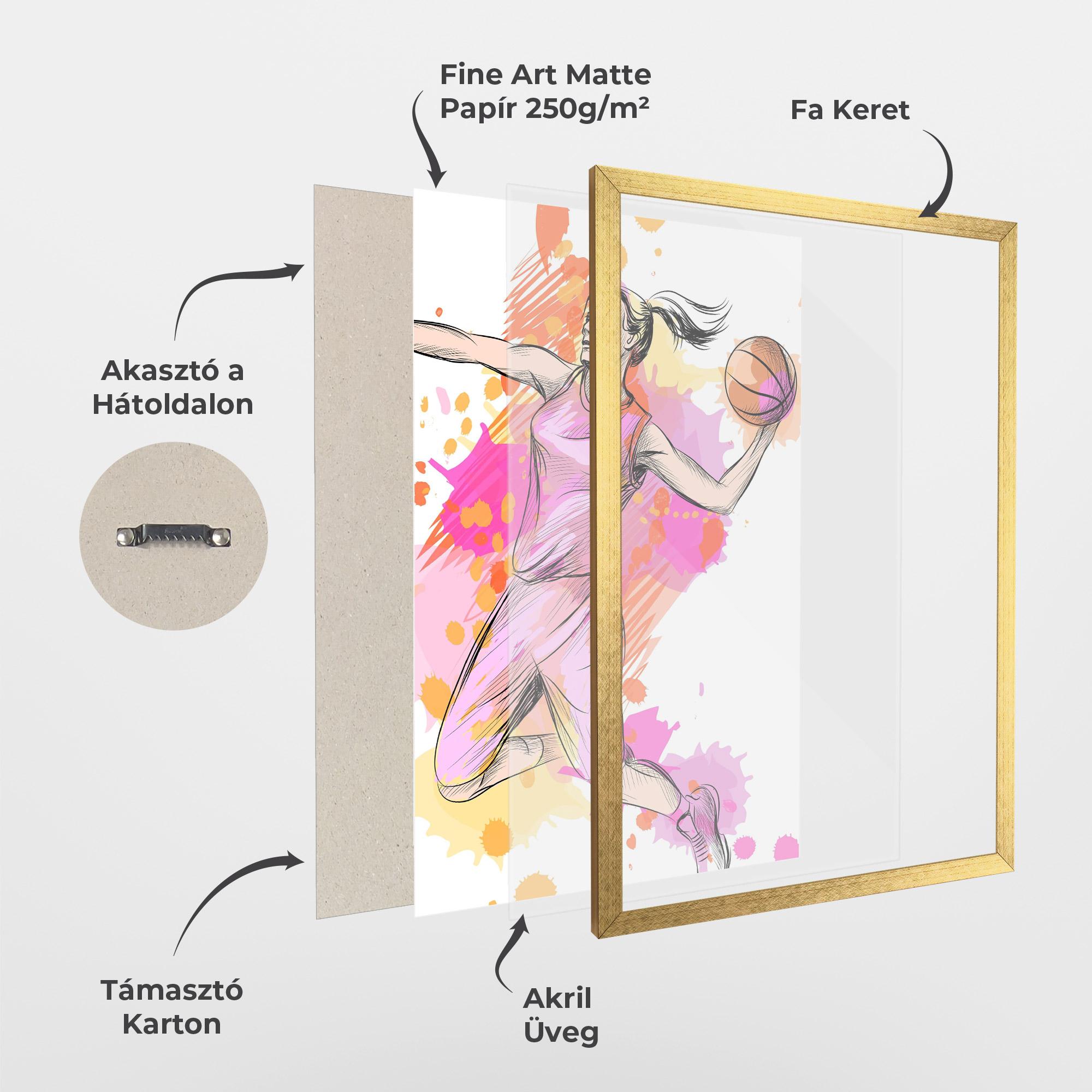 Keretezett Poszter Pink Basket Player mockup 1