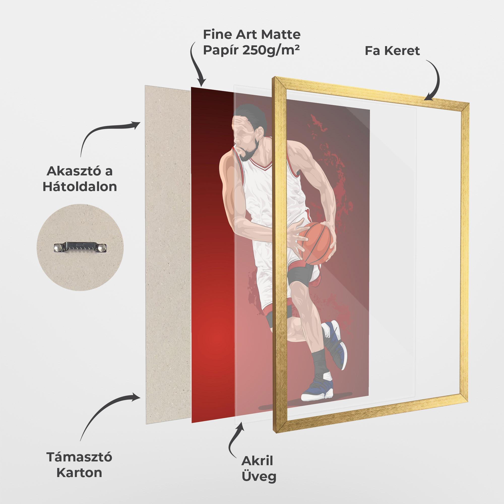 Keretezett Poszter Red Fire Basket mockup 1