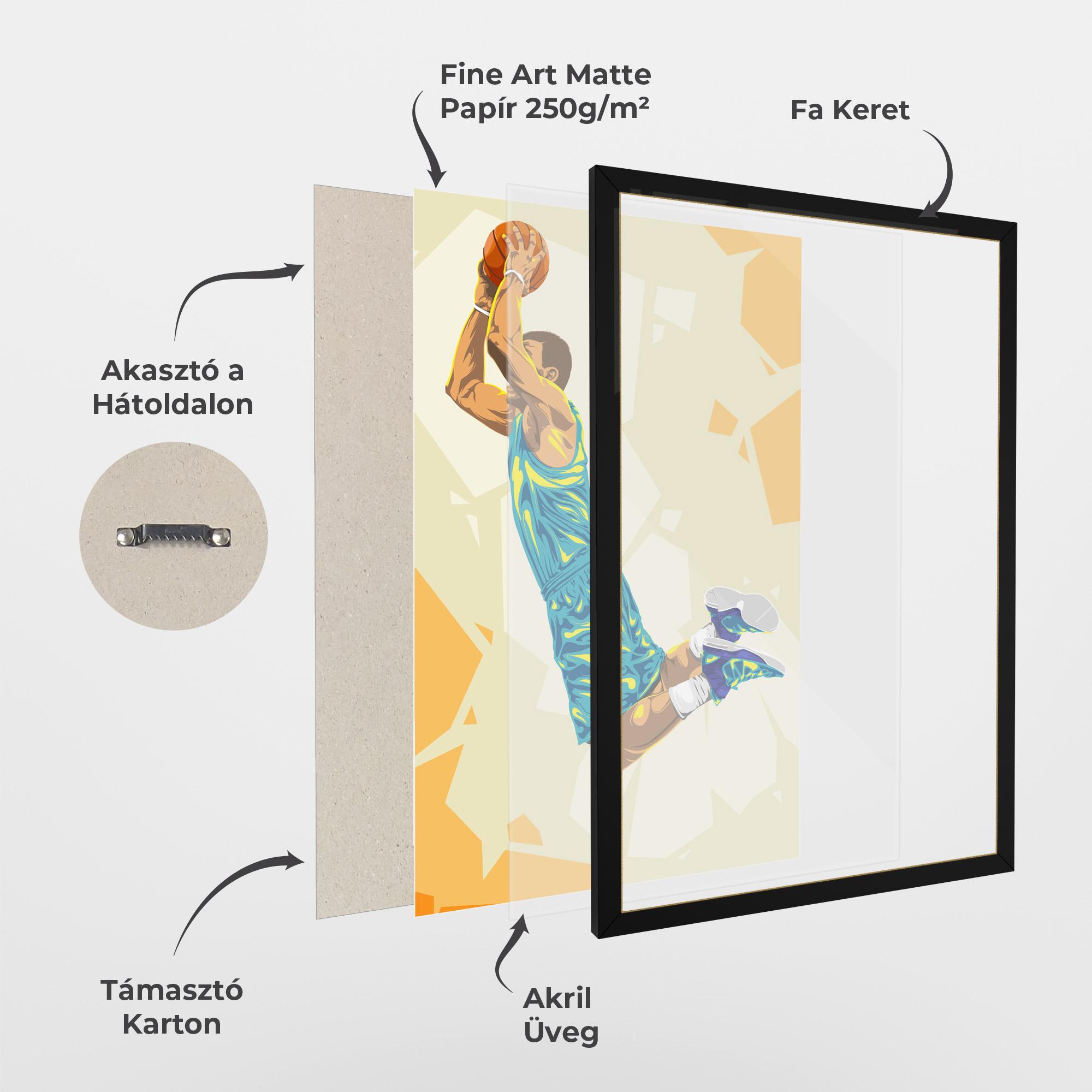 Keretezett Poszter Basketball Dunk Pose mockup 1